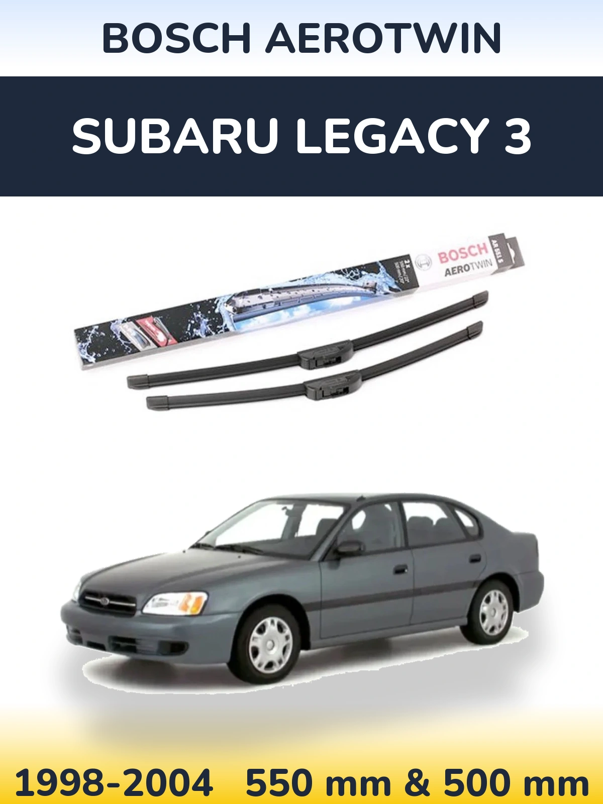 Комплект передних дворников BOSCH AeroTwin 550 & 500 мм для Subaru Legacy 3 1998-2004