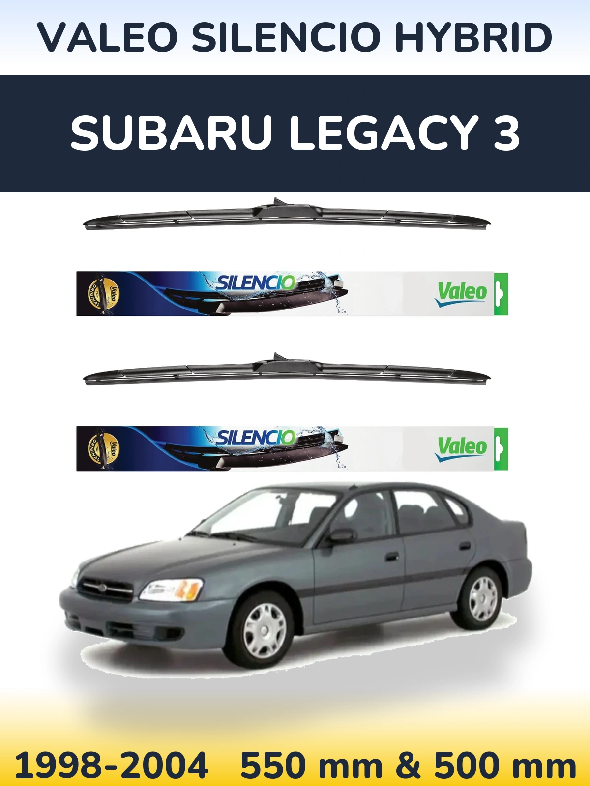 Комплект передніх щіток Valeo Silencio Hybrid 550 & 500 мм для Subaru Legacy 3 1998-2004