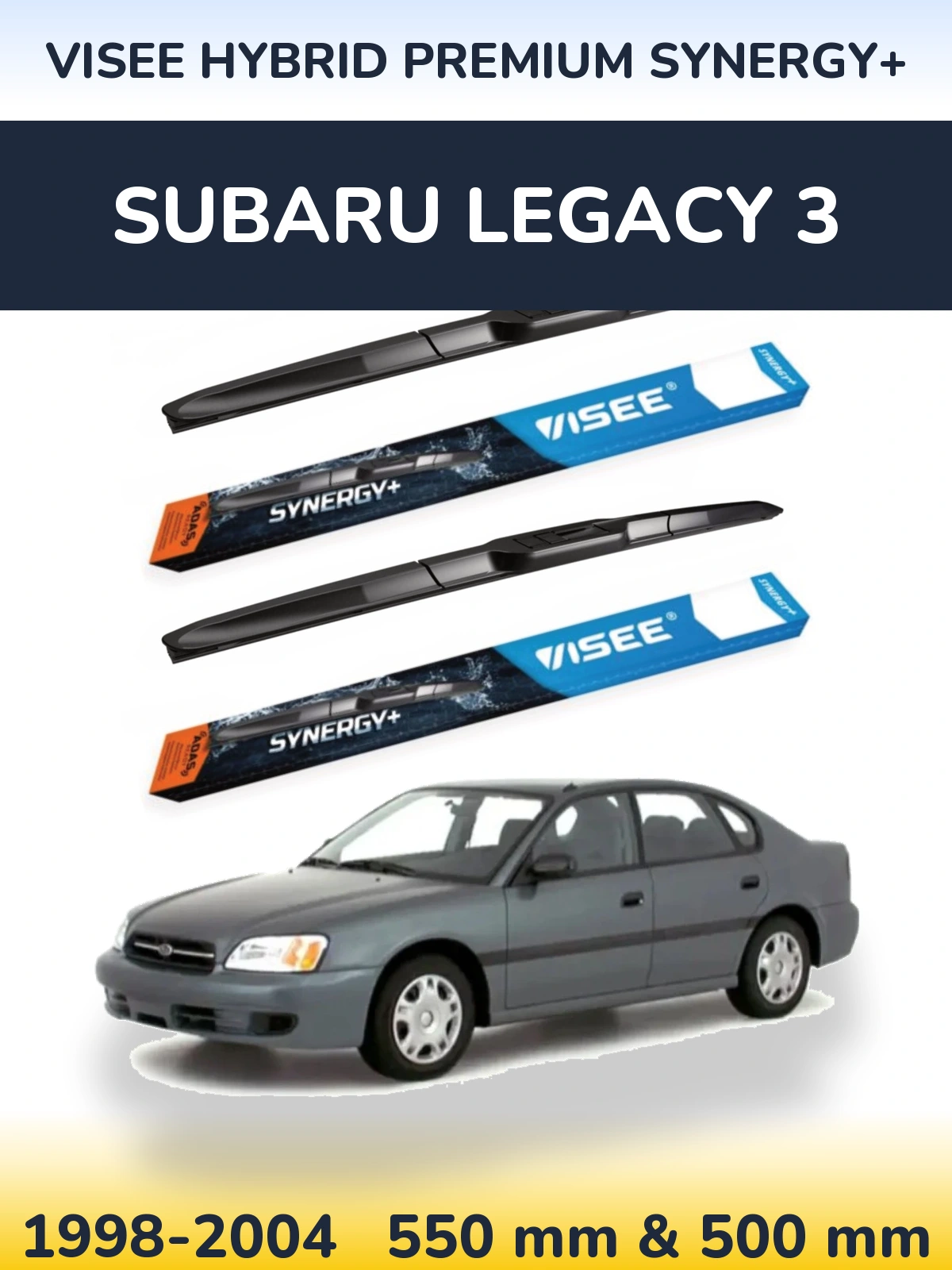Комплект передних дворников VISEE HYBRID PREMIUM SYNERGY+ 550 & 500 мм для Subaru Legacy 3 1998-2004