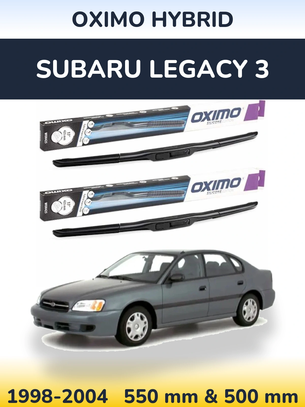 Комплект передних дворников Oximo Hybrid 550 & 500 мм для Subaru Legacy 3 1998-2004