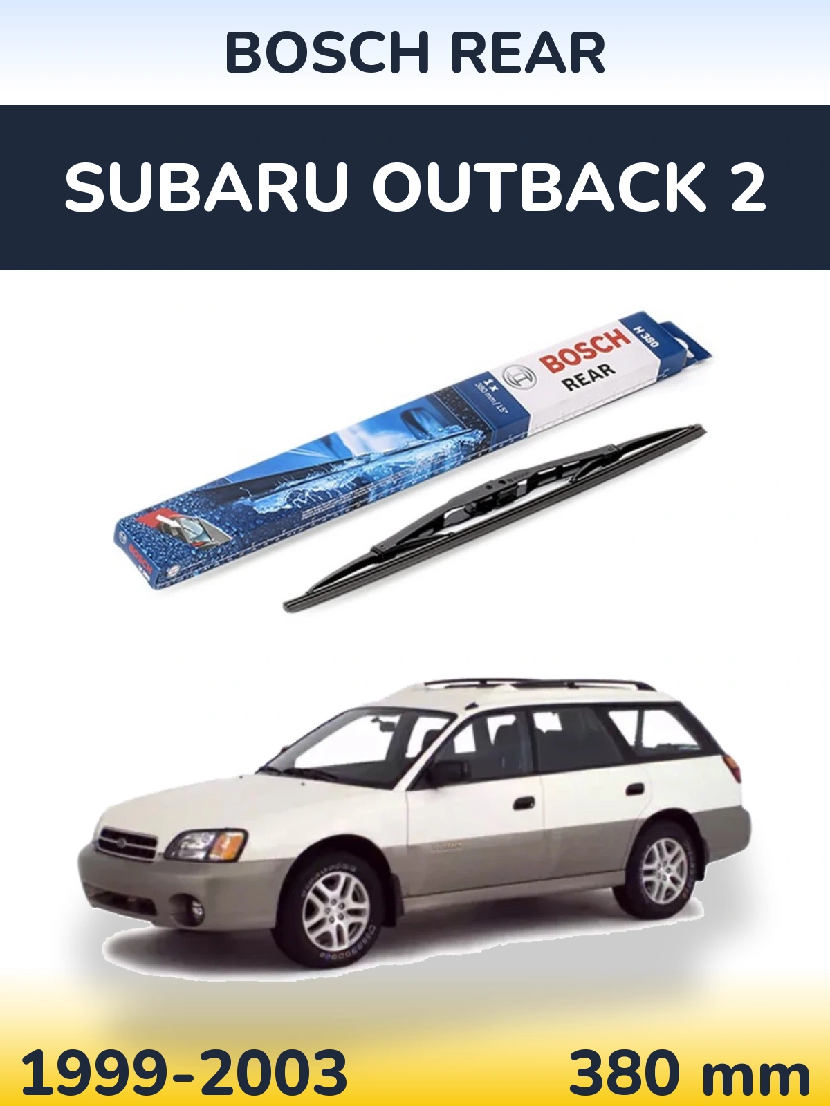 Rear wiper blade BOSCH Rear 380 mm for Subaru Outback 2 1999-2003