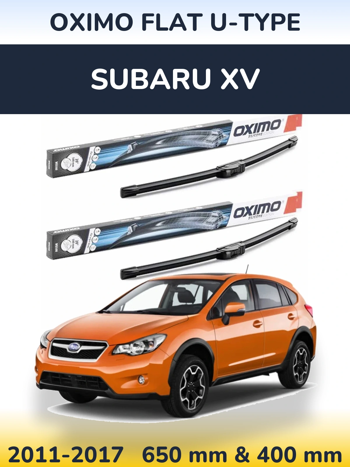Front wiper blade set Oximo Flat U-type 650 & 400 mm for Subaru XV 2011-2017