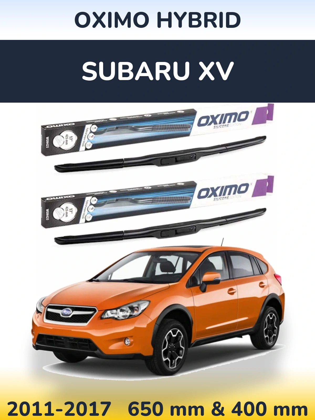 Front wiper blade set Oximo Hybrid 650 & 400 mm for Subaru XV 2011-2017