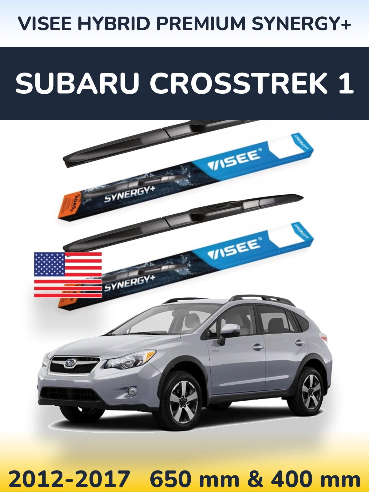 Комплект передніх щіток VISEE HYBRID PREMIUM SYNERGY+ 650 & 400 мм для Subaru Crosstrek 1 2012-2017