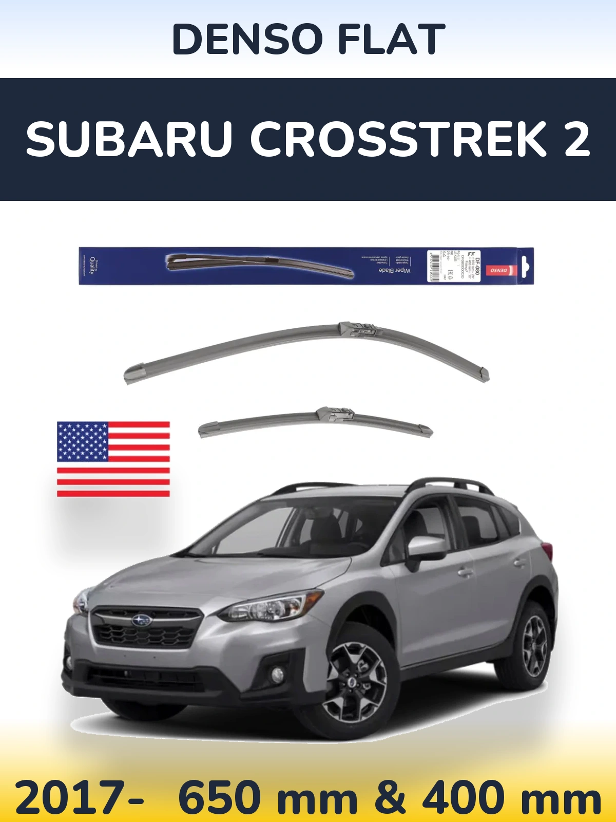 Front wiper blade set Denso Flat 650 & 400 mm for Subaru Crosstrek 2 2017-2026