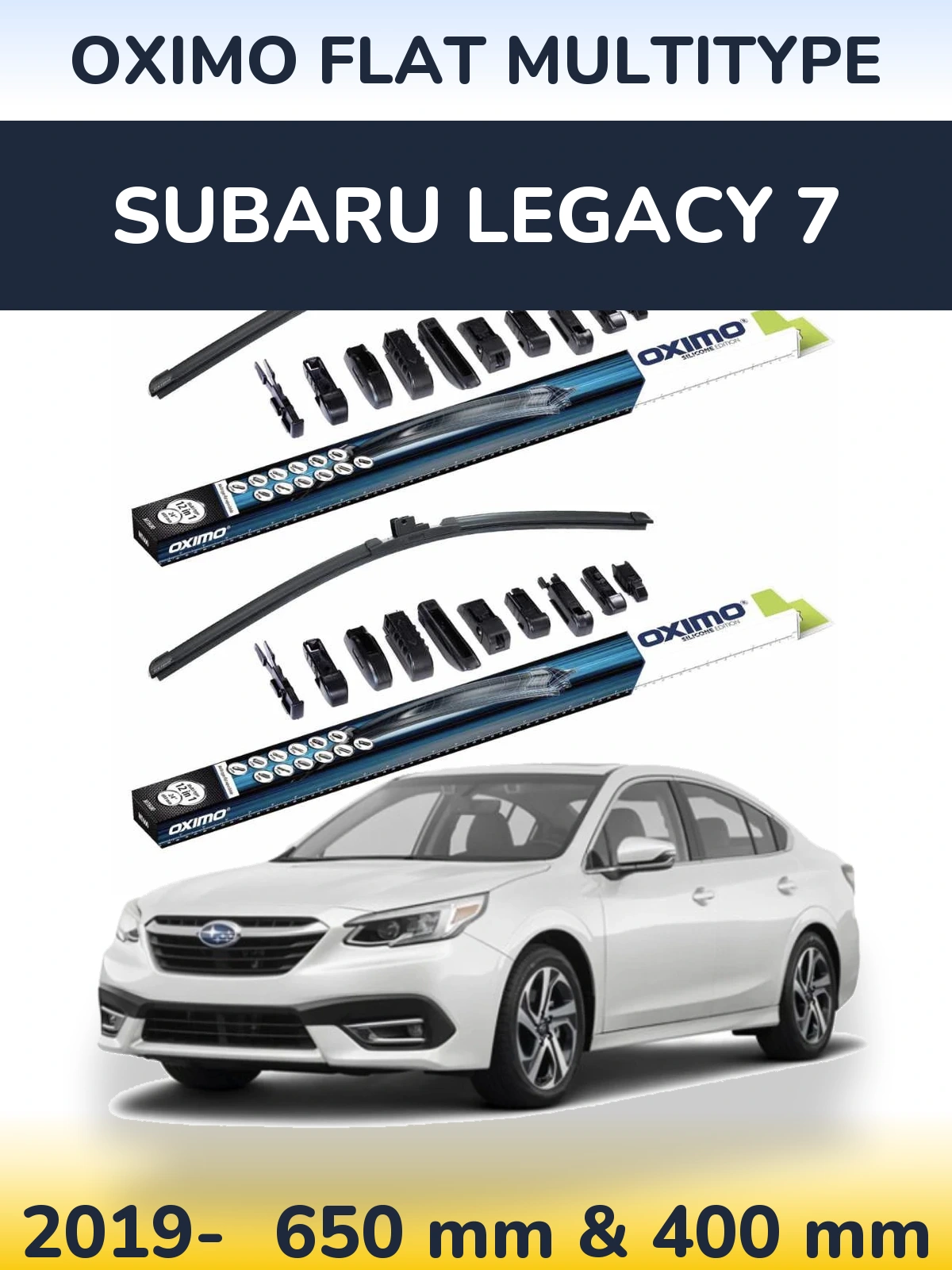 Front wiper blade set Oximo Flat MultiTipse 650 & 400 mm for Subaru Legacy 7 2019-2026