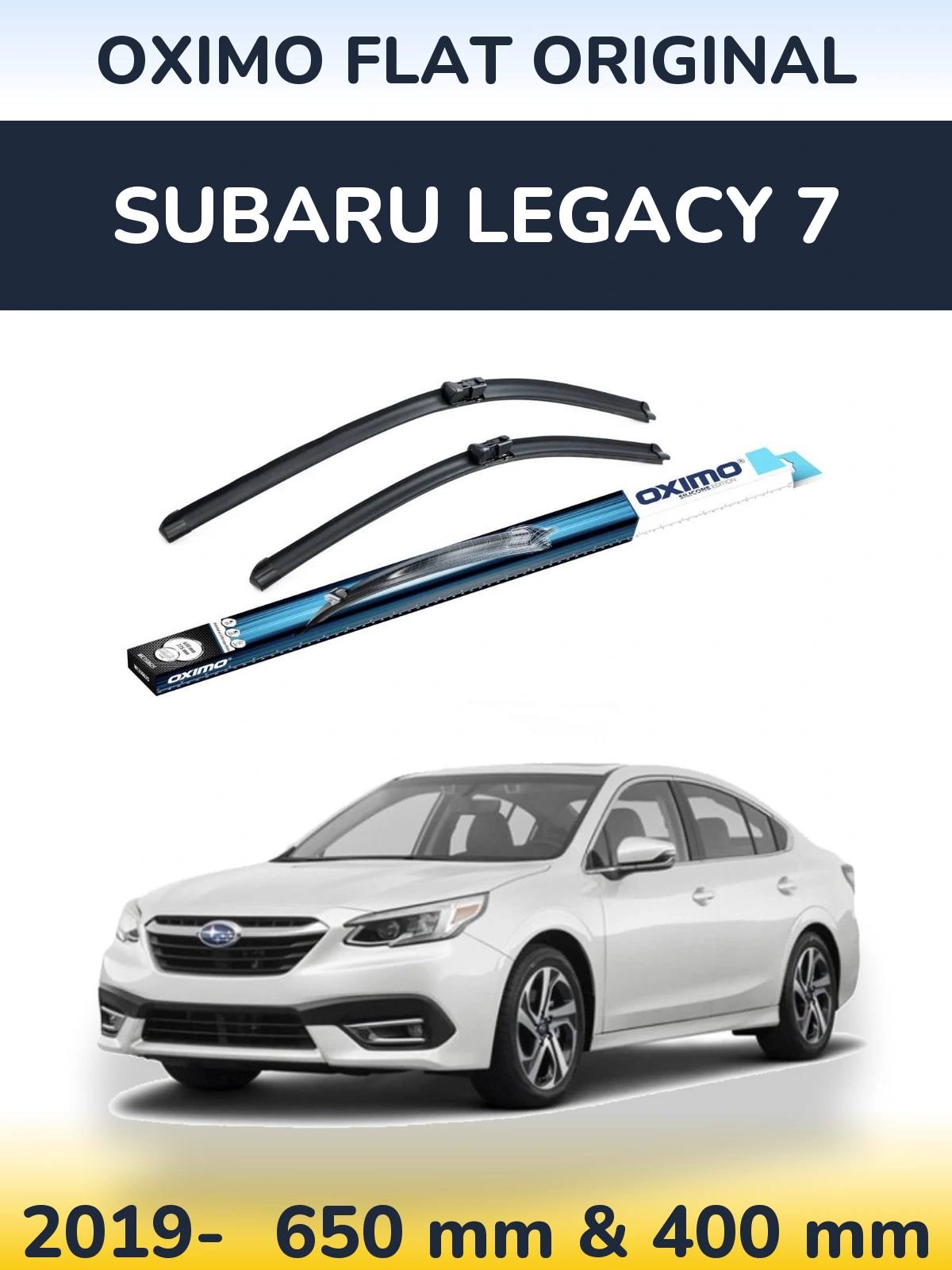Front wiper blade set Oximo Flat Original 650 & 400 mm for Subaru Legacy 7 2019-2026