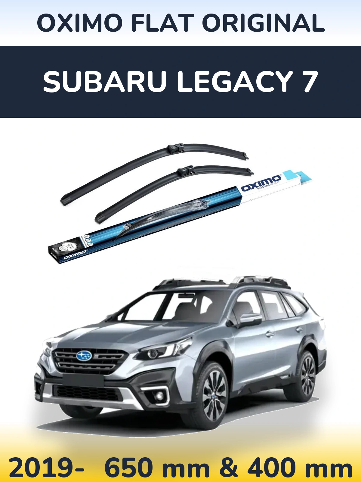 Front wiper blade set Oximo Flat Original 650 & 400 mm for Subaru Legacy 7 2019-2026