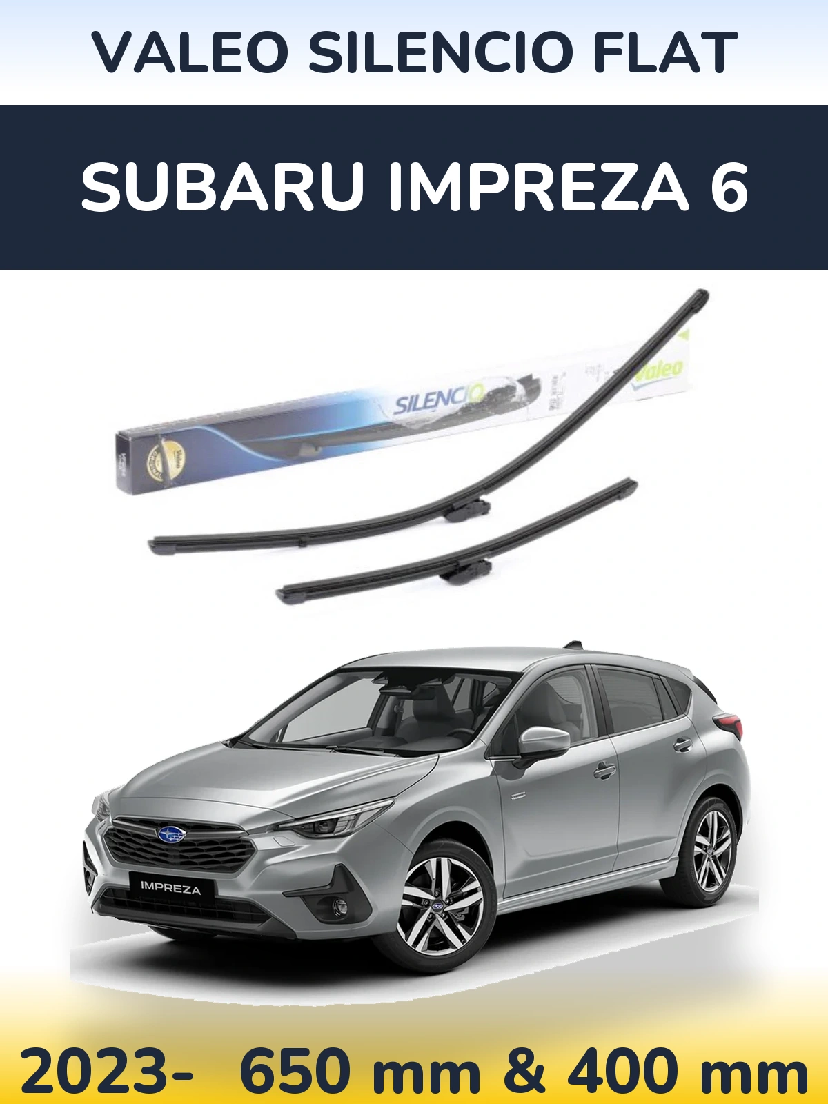 Front wiper blade set Valeo Silencio Flat 650 & 400 mm for Subaru Impreza 6 2023-2026