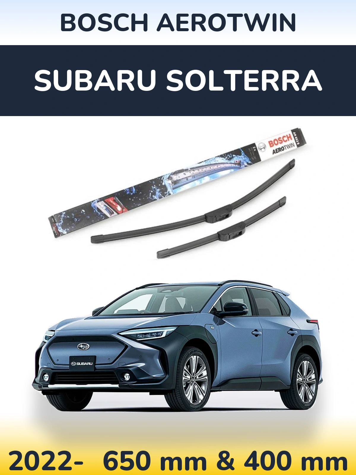 Front wiper blade set BOSCH AeroTwin 650 & 400 mm for Subaru Solterra 2022-2026