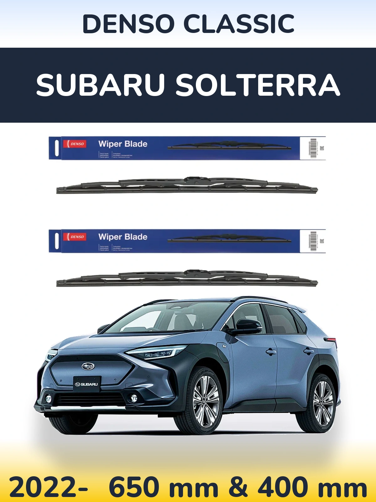 Front wiper blade set Denso Classic 650 & 400 mm for Subaru Solterra 2022-2026