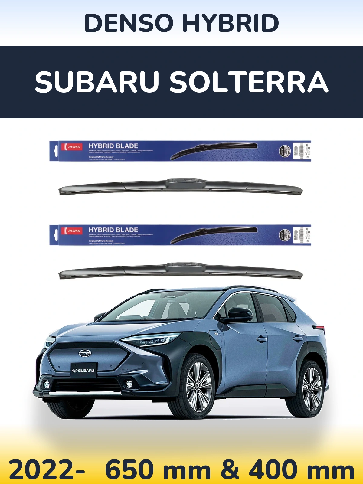 Комплект передніх щіток Denso Hybrid 650 & 400 мм для Subaru Solterra 2022-2026