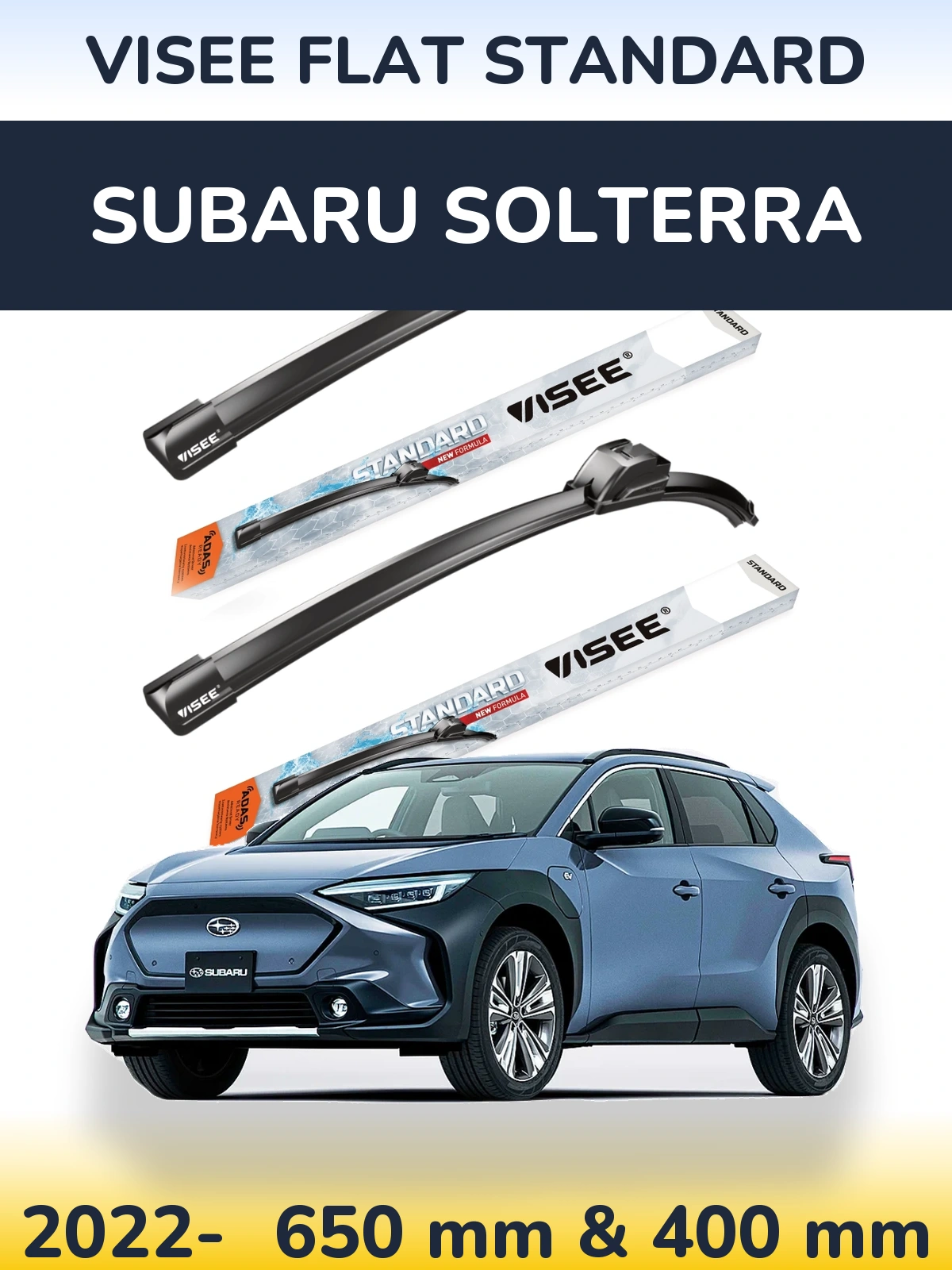 Комплект передніх щіток VISEE FLAT STANDARD 650 & 400 мм для Subaru Solterra 2022-2026