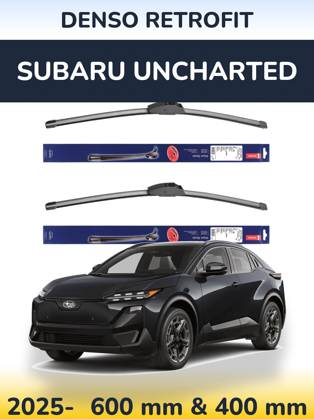 Front wiper blade set Denso Retrofit 600 & 400 mm for Subaru Uncharted 2025-2026