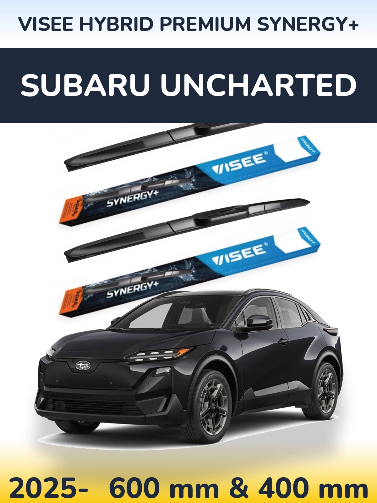 Front wiper blade set VISEE HYBRID PREMIUM SYNERGY+ 600 & 400 mm for Subaru Uncharted 2025-2026