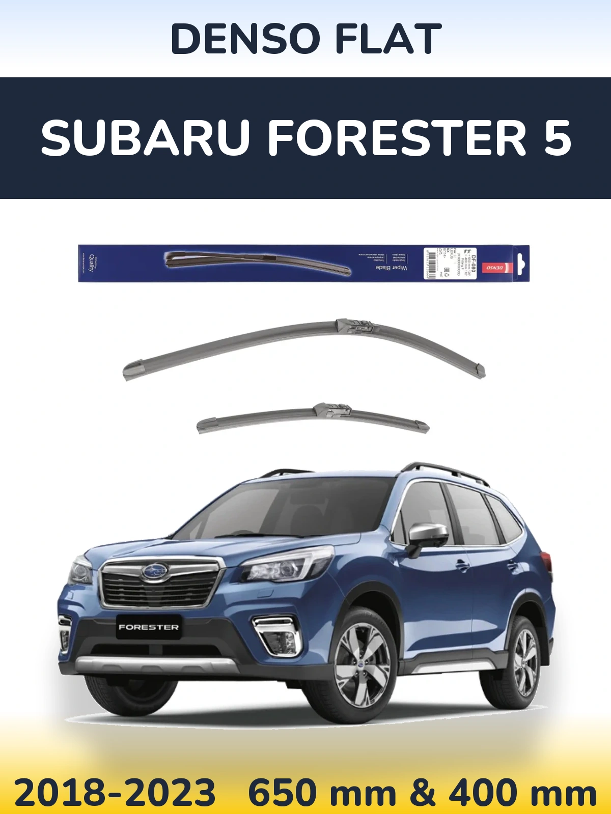 Front wiper blade set Denso Flat 650 & 400 mm for Subaru Forester 5 2018-2023