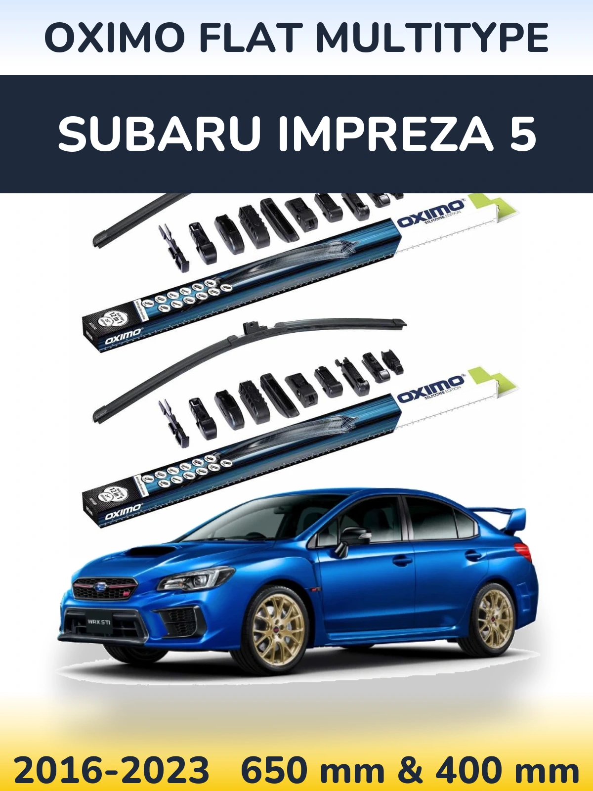 Front wiper blade set Oximo Flat MultiTipse 650 & 400 mm for Subaru Impreza 5 2016-2023