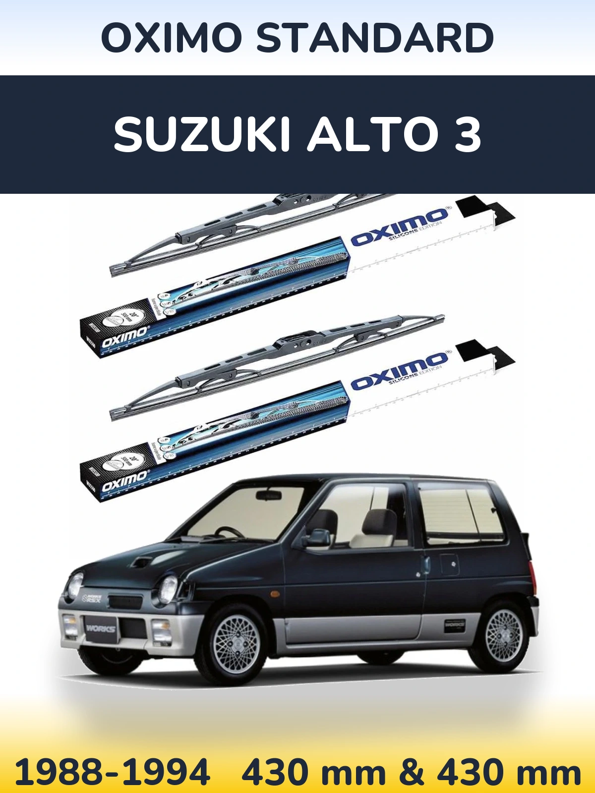 Front wiper blade set Oximo Standard 425 & 425 mm for Suzuki Alto 3 1988-1994