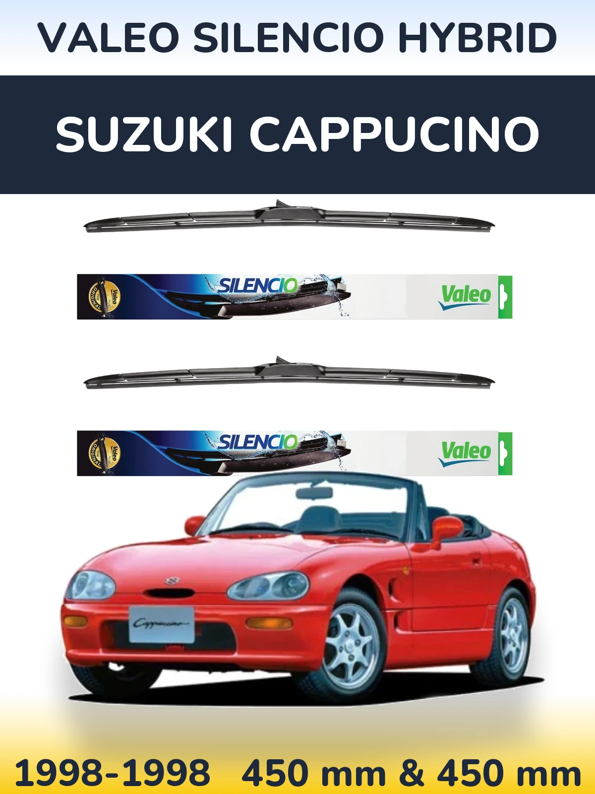 Комплект передних дворников Valeo Silencio Hybrid 450 & 450 мм для Suzuki Cappucino 1998-1998