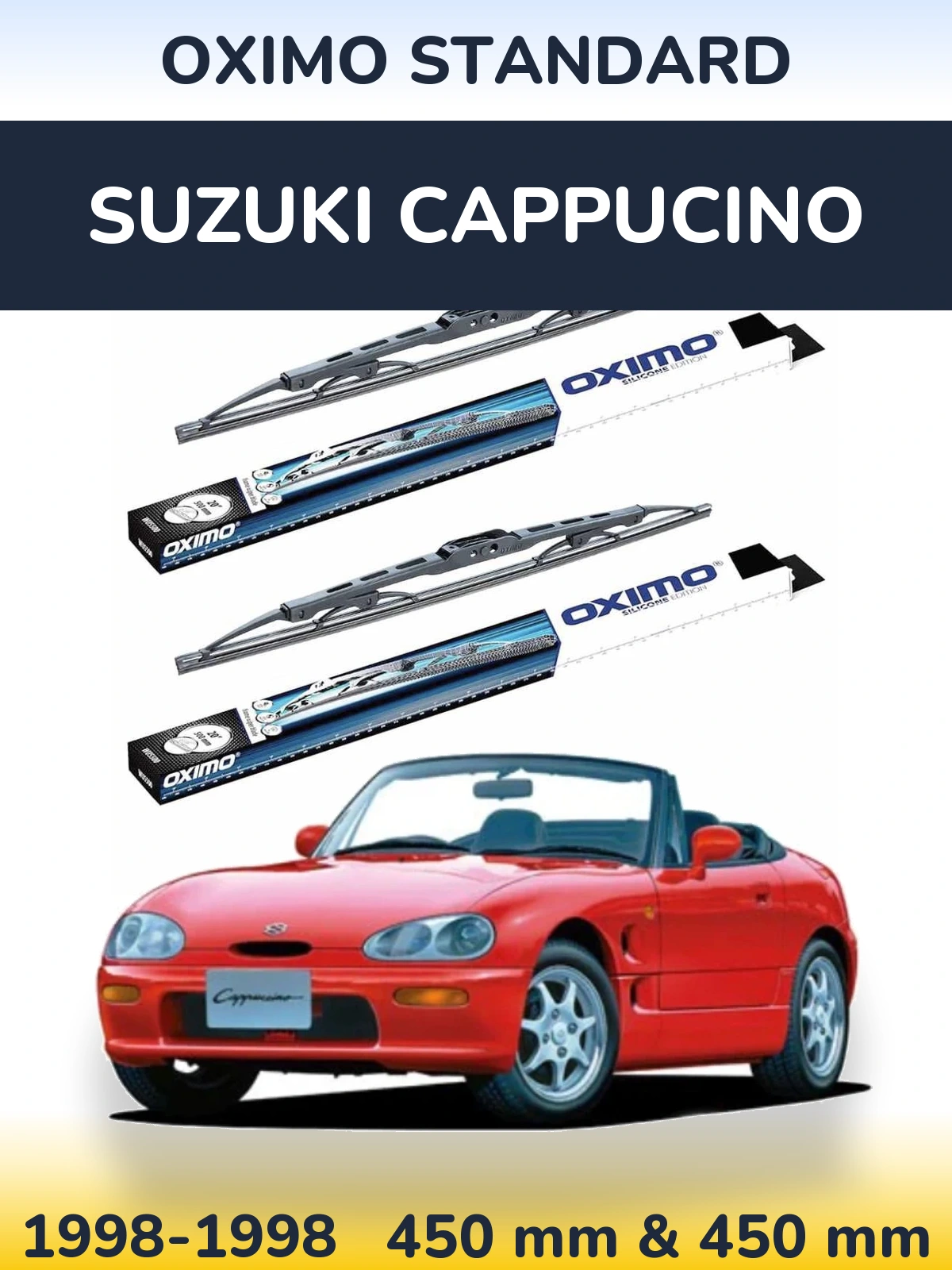 Front wiper blade set Oximo Standard 450 & 450 mm for Suzuki Cappucino 1998-1998