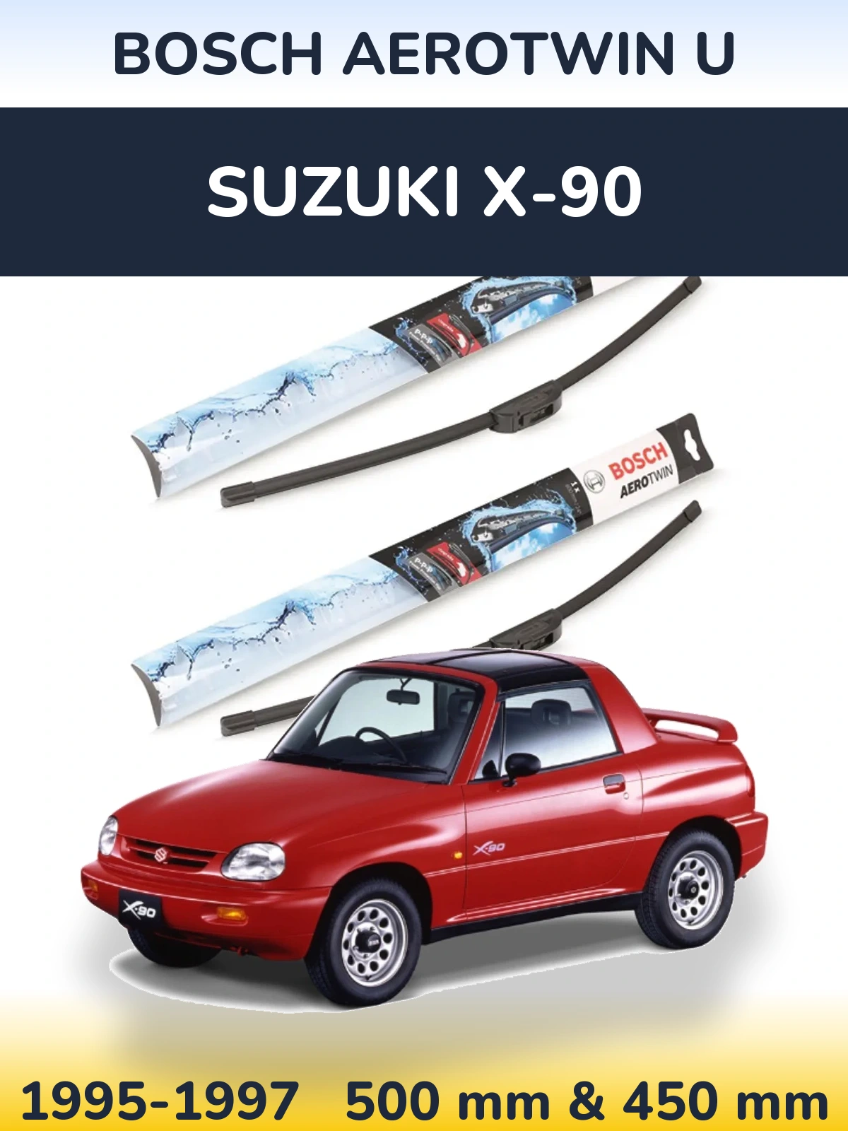 Комплект передних дворников BOSCH AeroTwin U 500 & 450 мм для Suzuki X-90 1995-1997