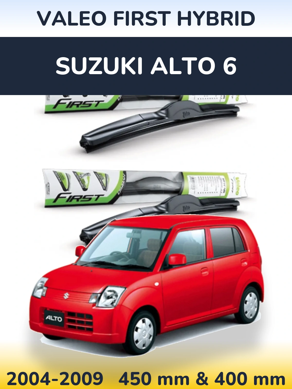 Комплект передних дворников Valeo First Hybrid 450 & 400 мм для Suzuki Alto 6 2004-2009