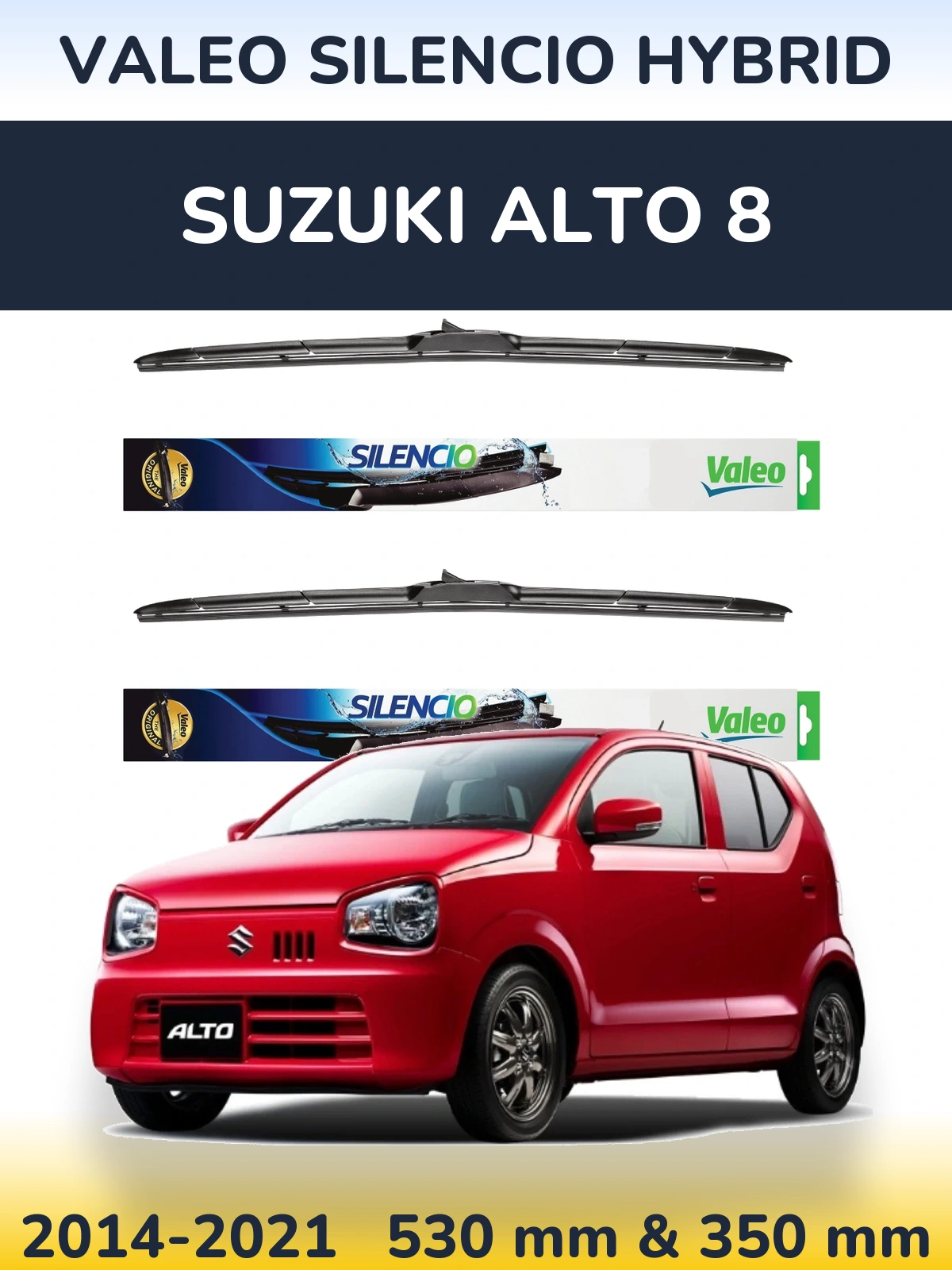 Комплект передних дворников Valeo Silencio Hybrid 530 & 350 мм для Suzuki Alto 8 2014-2021
