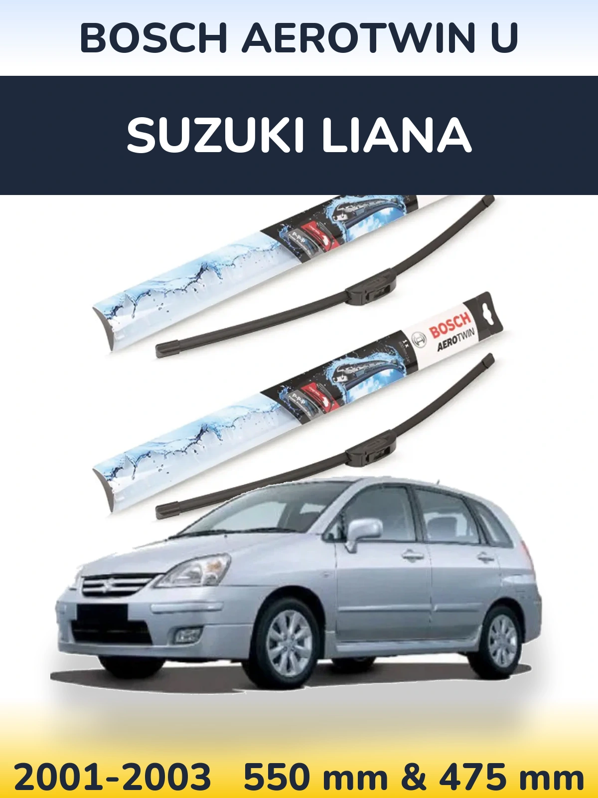Комплект передних дворников BOSCH AeroTwin U 550 & 475 мм для Suzuki Liana 2001-2003