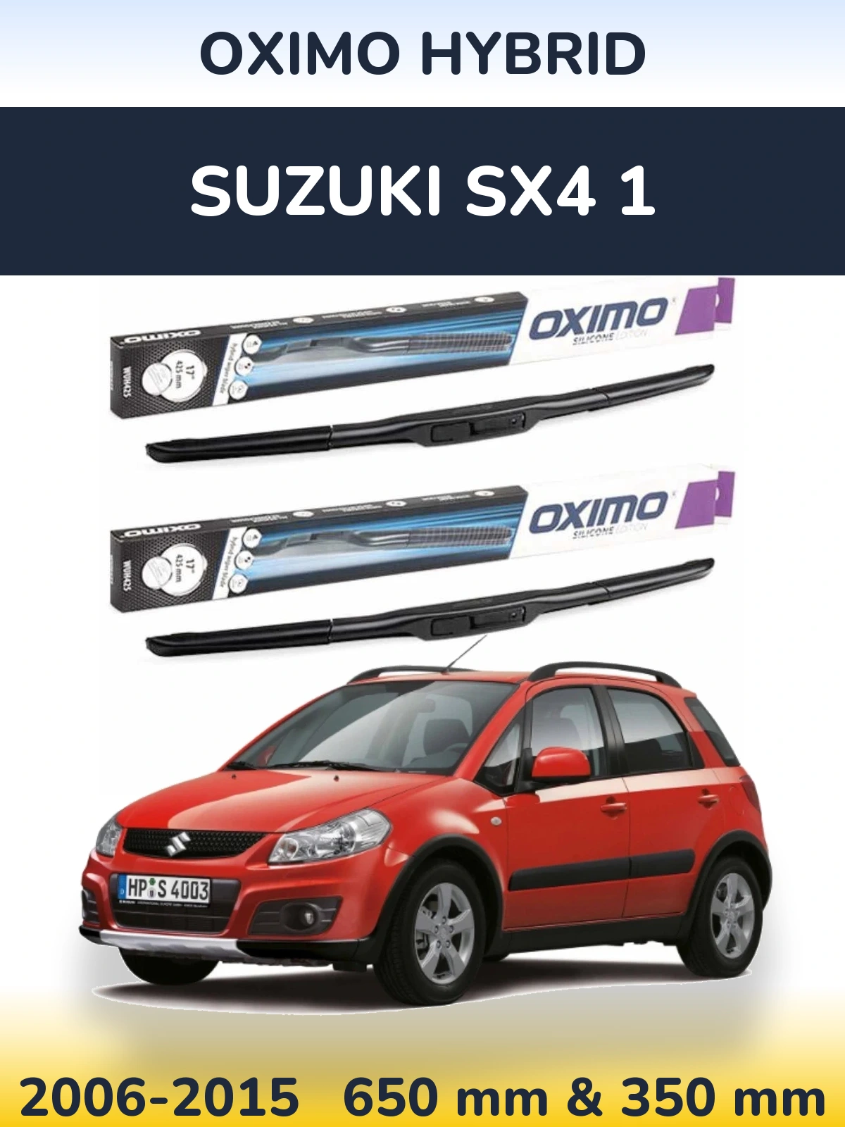 Комплект передних дворников Oximo Hybrid 650 & 350 мм для Suzuki SX4 1 2006-2015