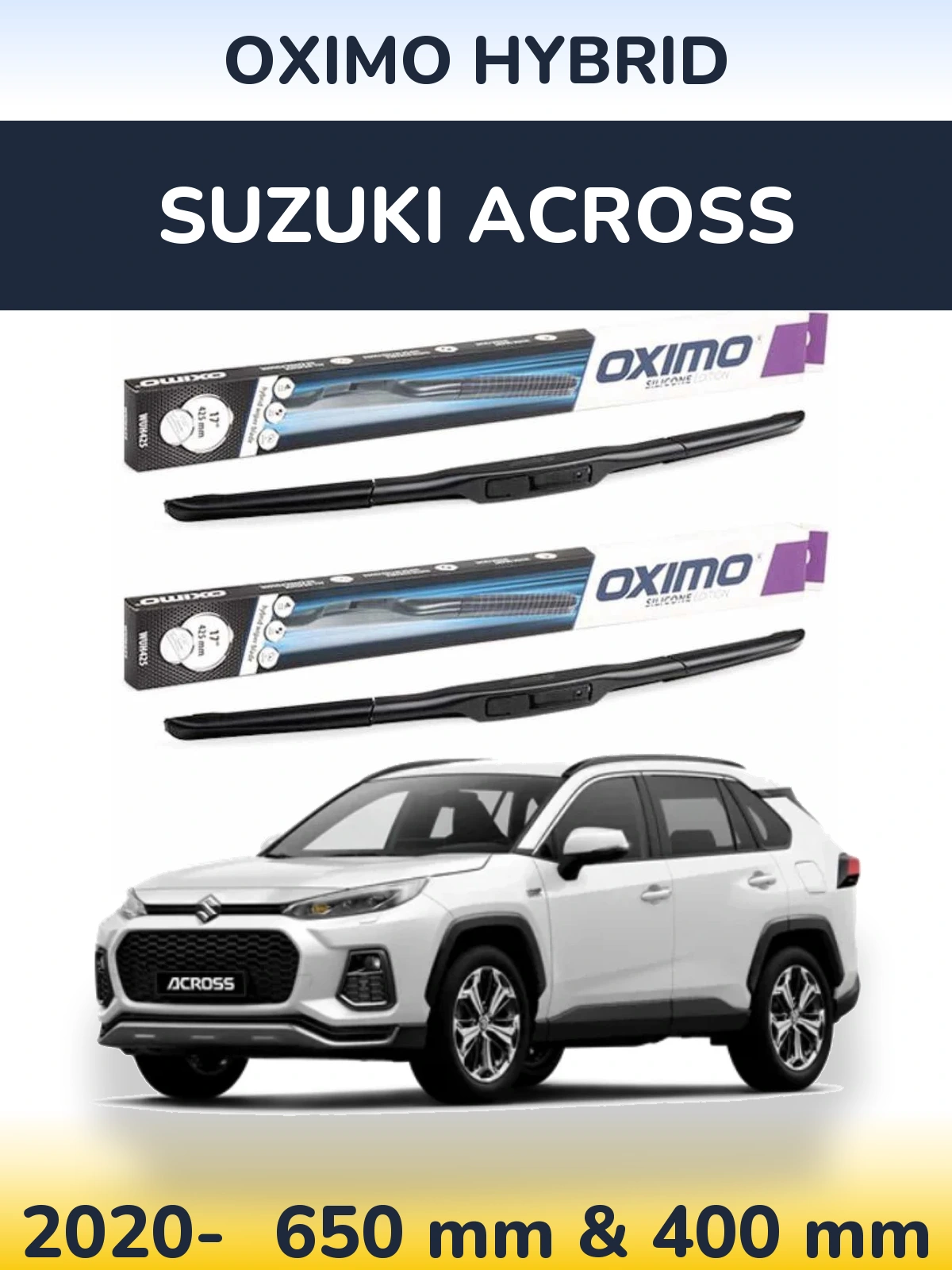 Комплект передних дворников Oximo Hybrid 650 & 400 мм для Suzuki Across 2020-2026
