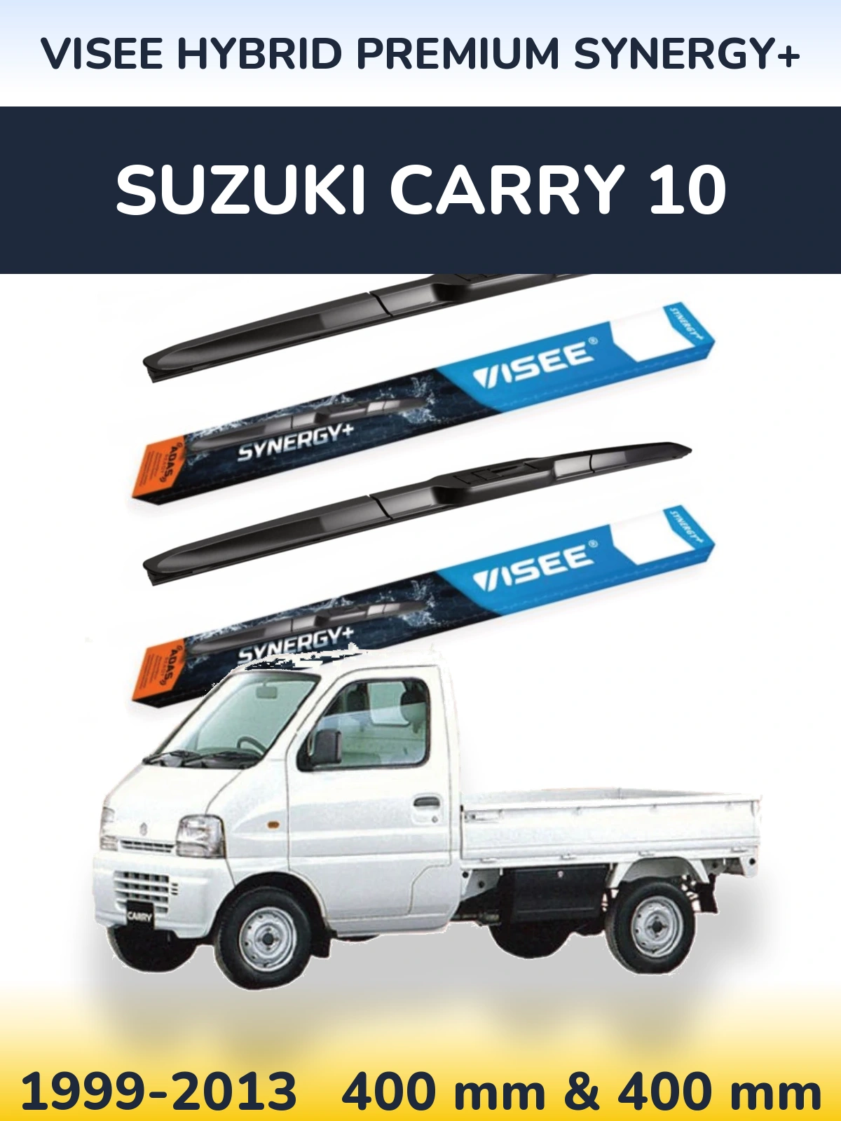 Front wiper blade set VISEE HYBRID PREMIUM SYNERGY+ 400 & 400 mm for Suzuki Carry 10 1999-2013