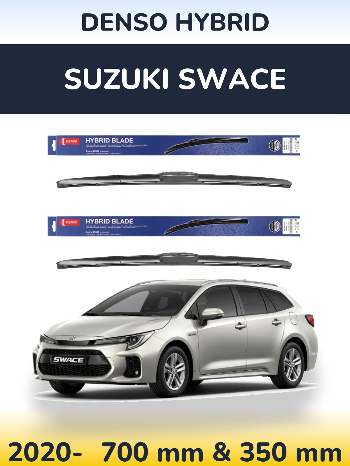 Front wiper blade set Denso Hybrid 700 & 350 mm for Suzuki Swace 2020-2026