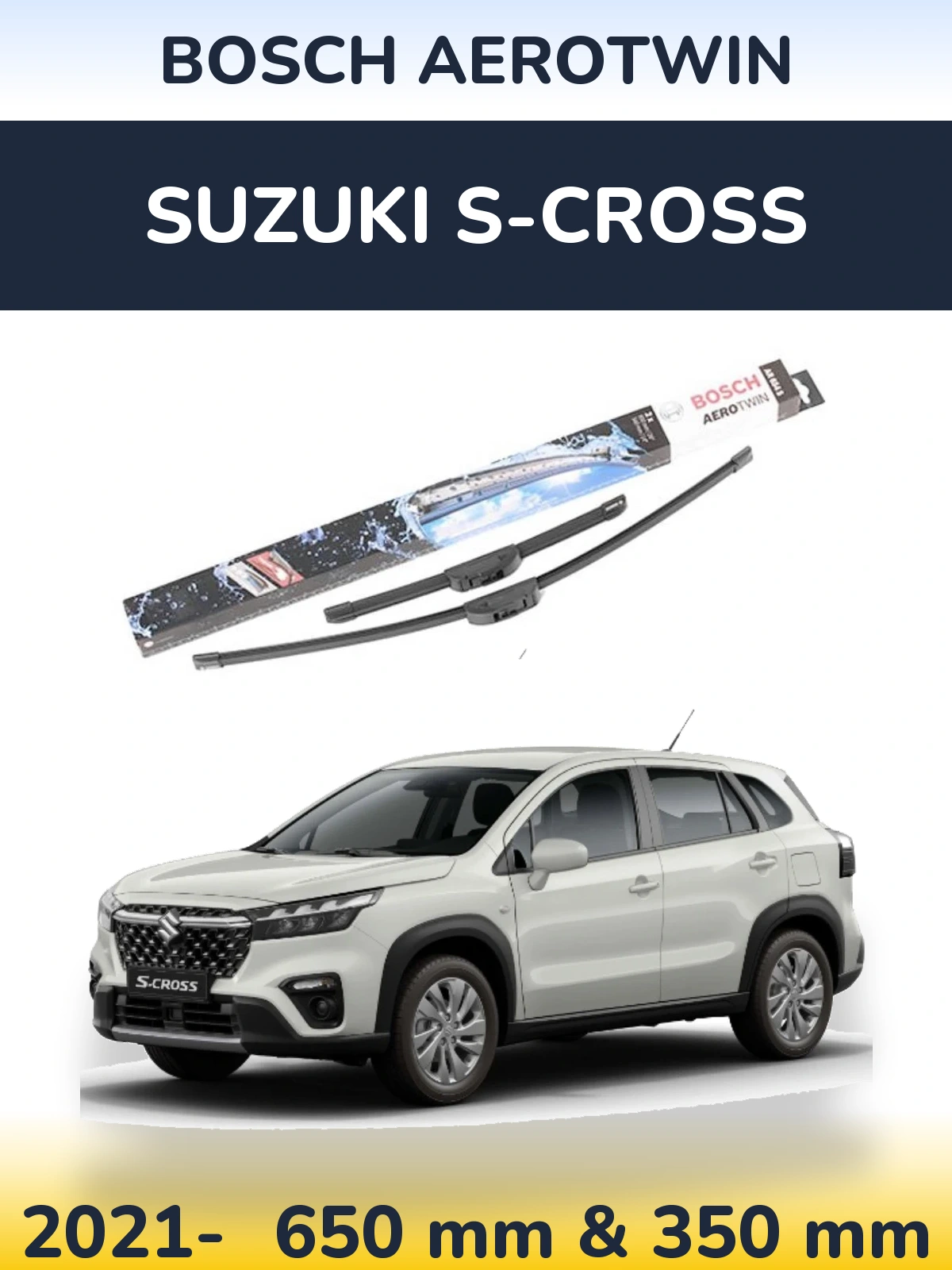 Front wiper blade set BOSCH AeroTwin 650 & 350 mm for Suzuki S-Cross 2021-2026