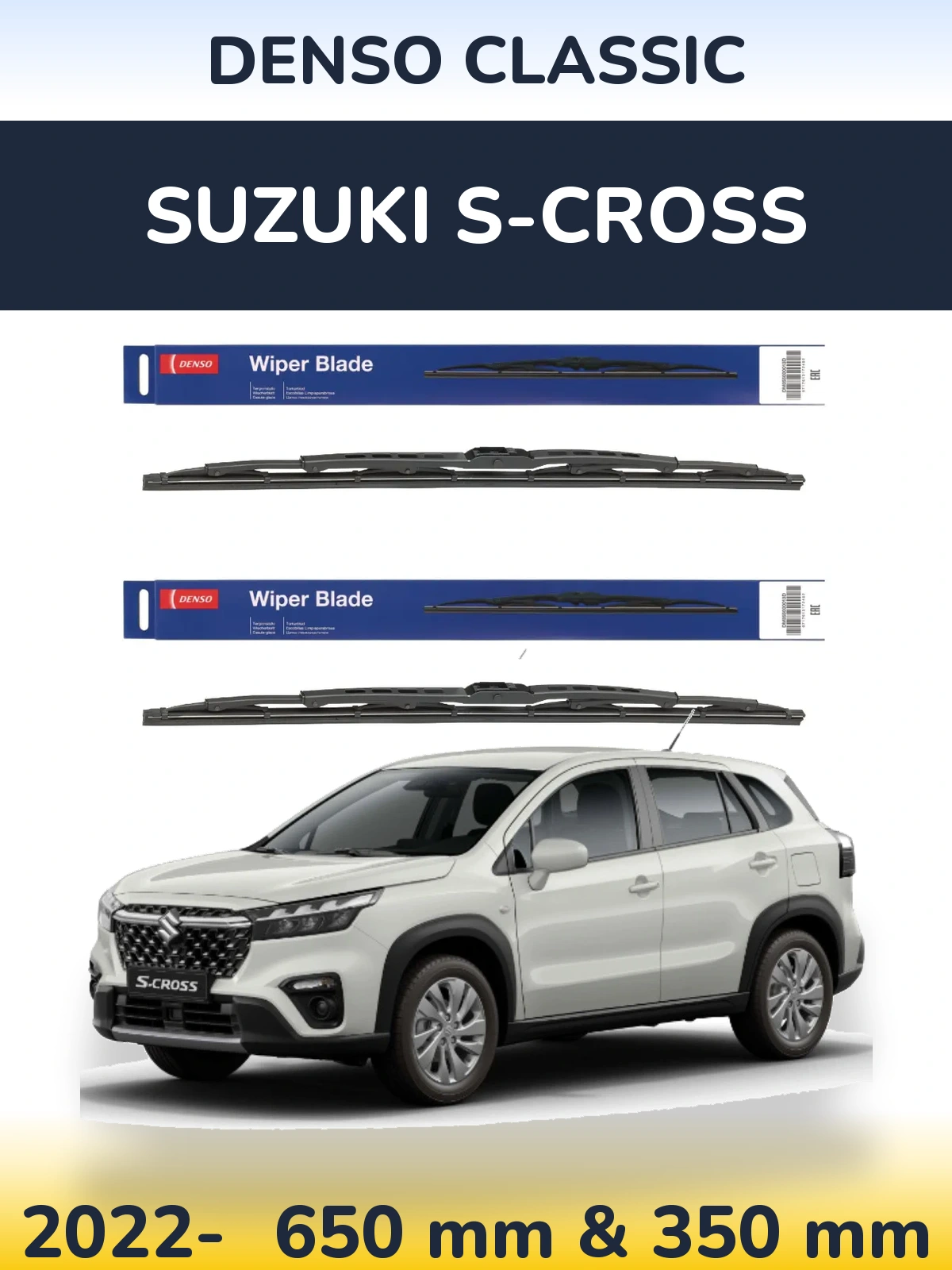 Front wiper blade set Denso Classic 650 & 350 mm for Suzuki S-Cross 2022-2026