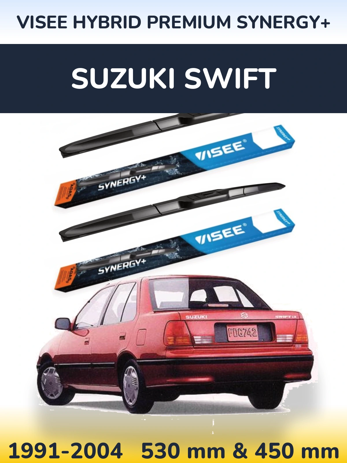 Комплект передніх щіток VISEE HYBRID PREMIUM SYNERGY+ 530 & 450 мм для Suzuki Swift 1991-2004