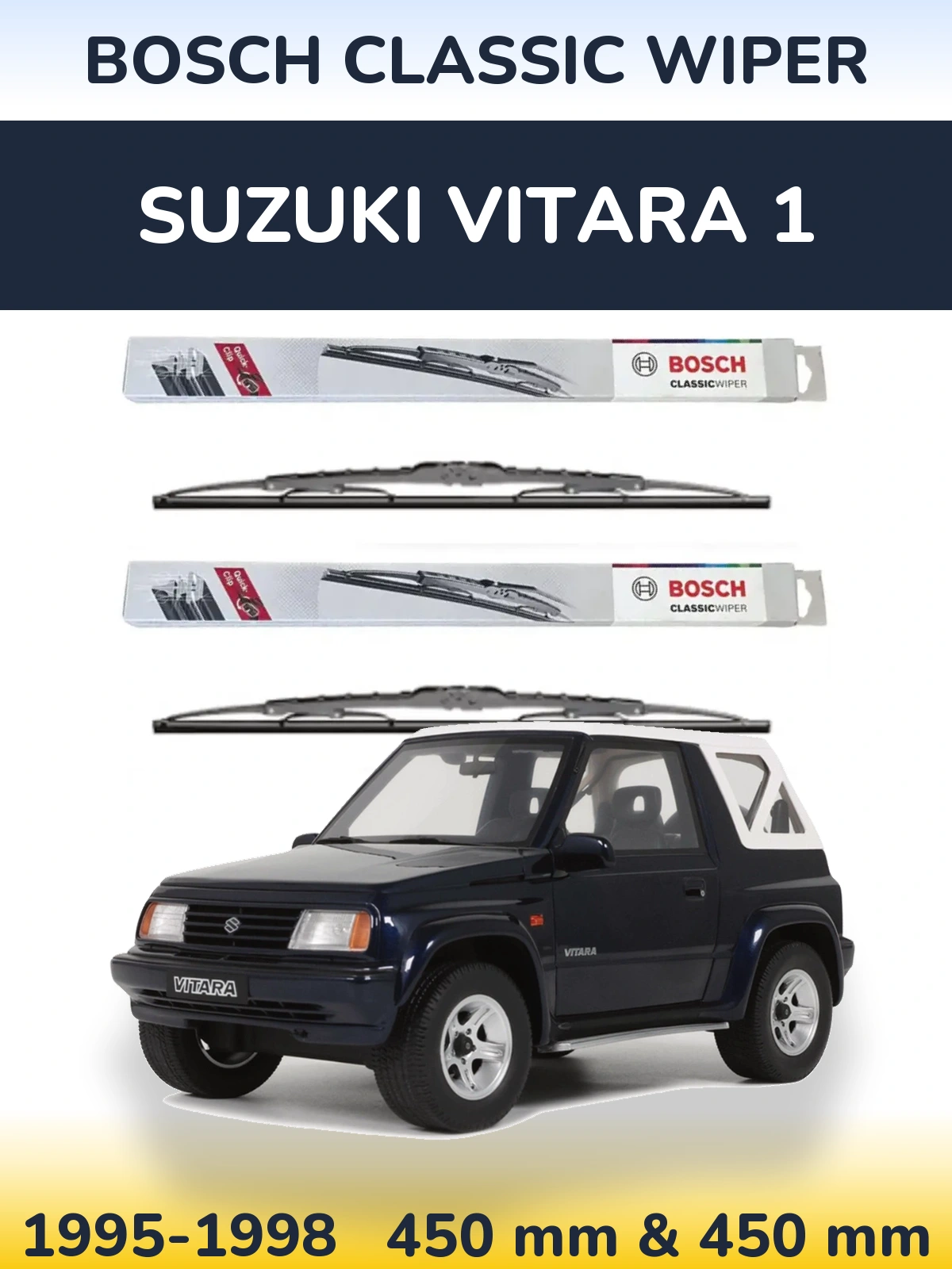 Комплект передних дворников BOSCH Classic Wiper 450 & 450 мм для Suzuki Vitara 1 1995-1998