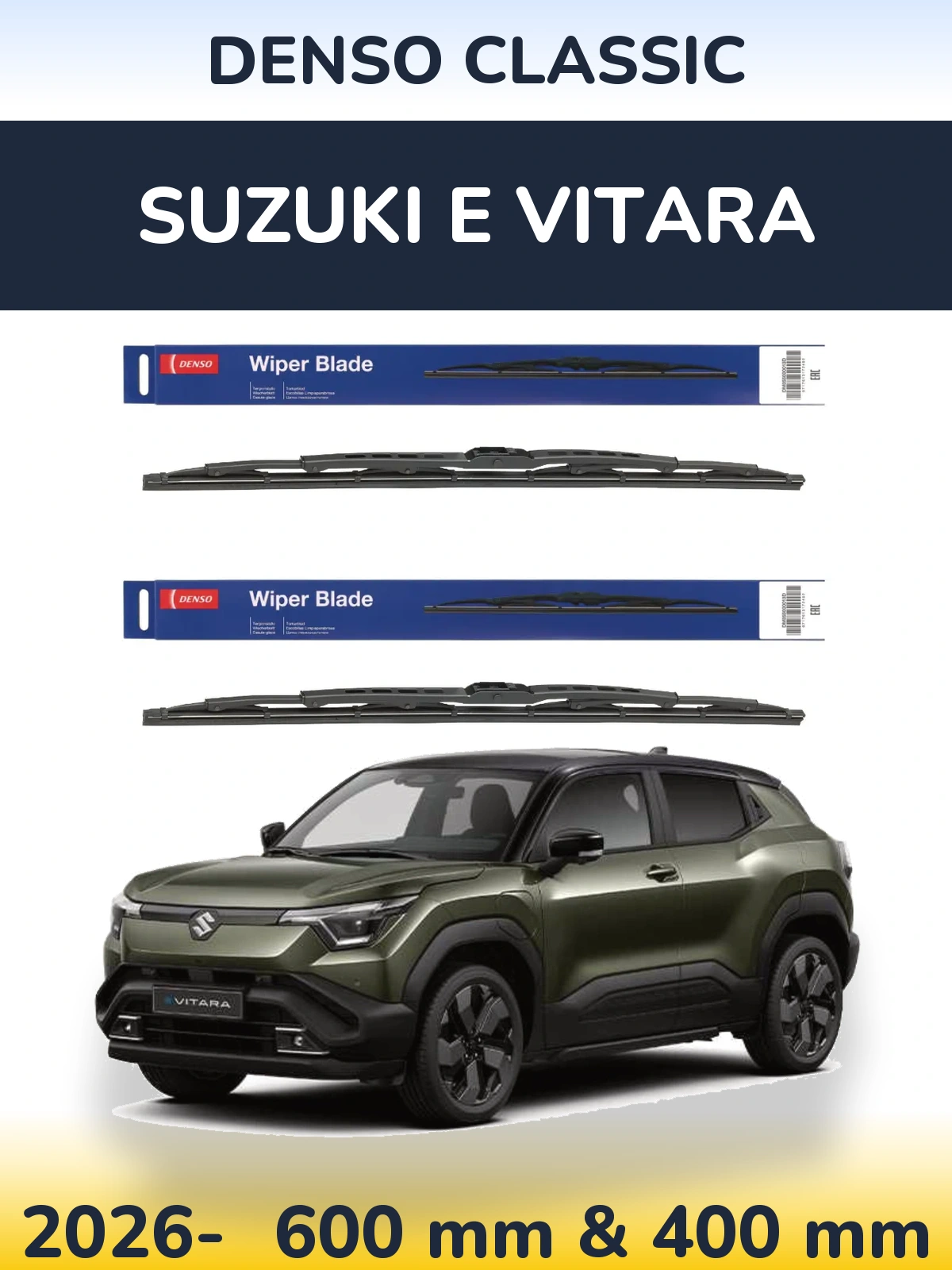 Комплект передніх щіток Denso Classic 600 & 400 мм для Suzuki e Vitara 2026-2026
