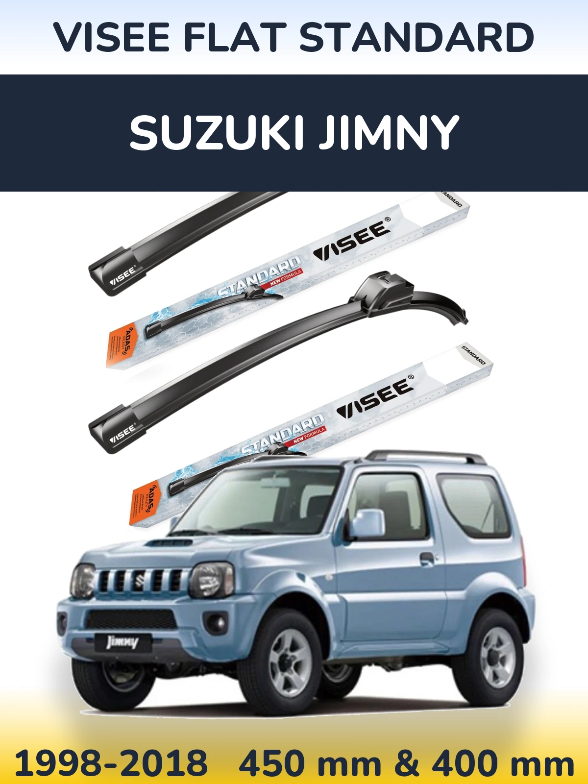 Комплект передних дворников VISEE FLAT STANDARD 450 & 400 мм для Suzuki Jimny 1998-2018