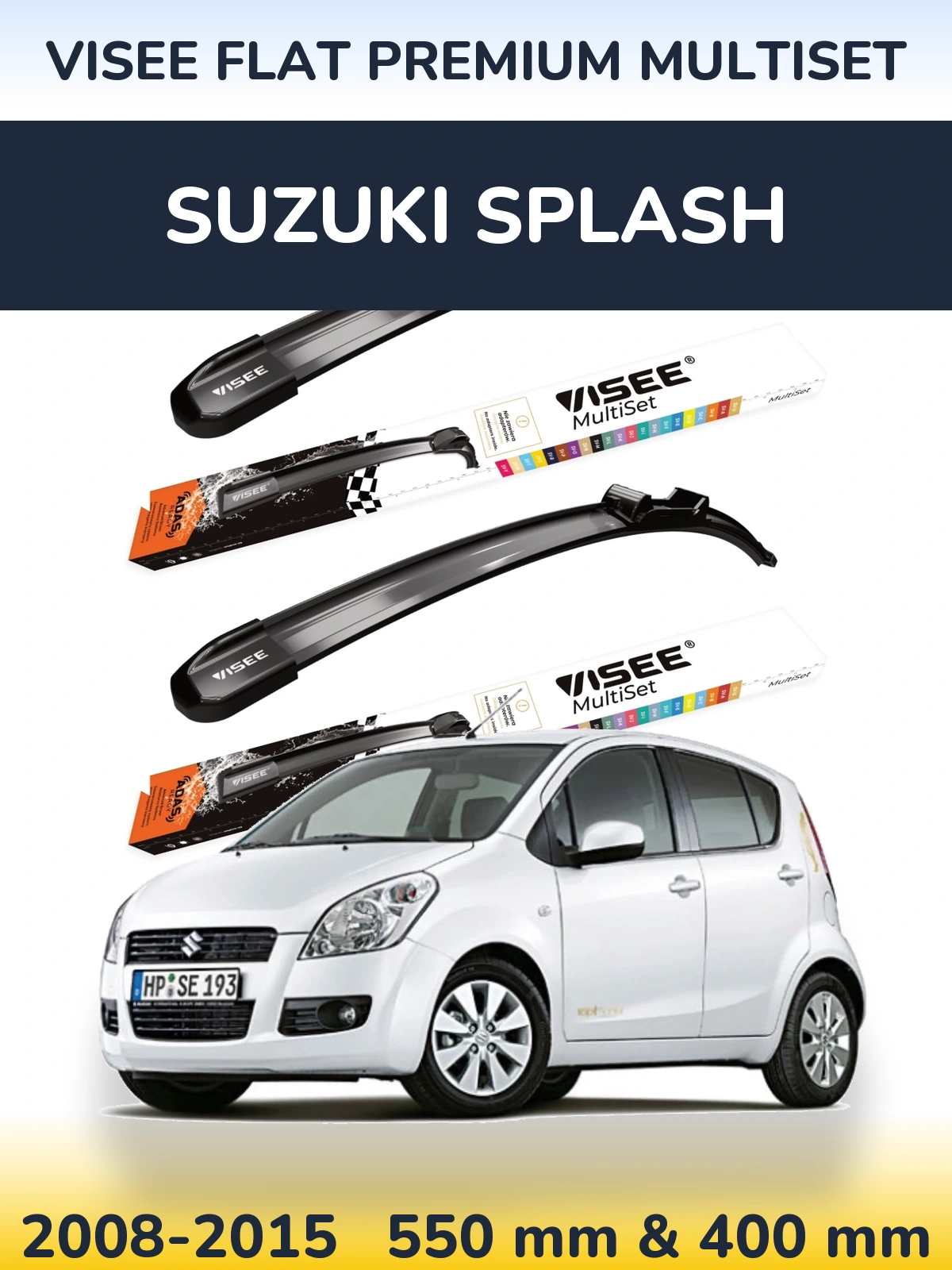 Комплект передніх щіток VISEE FLAT PREMIUM MultiSet 550 & 400 мм для Suzuki Splash 2008-2015