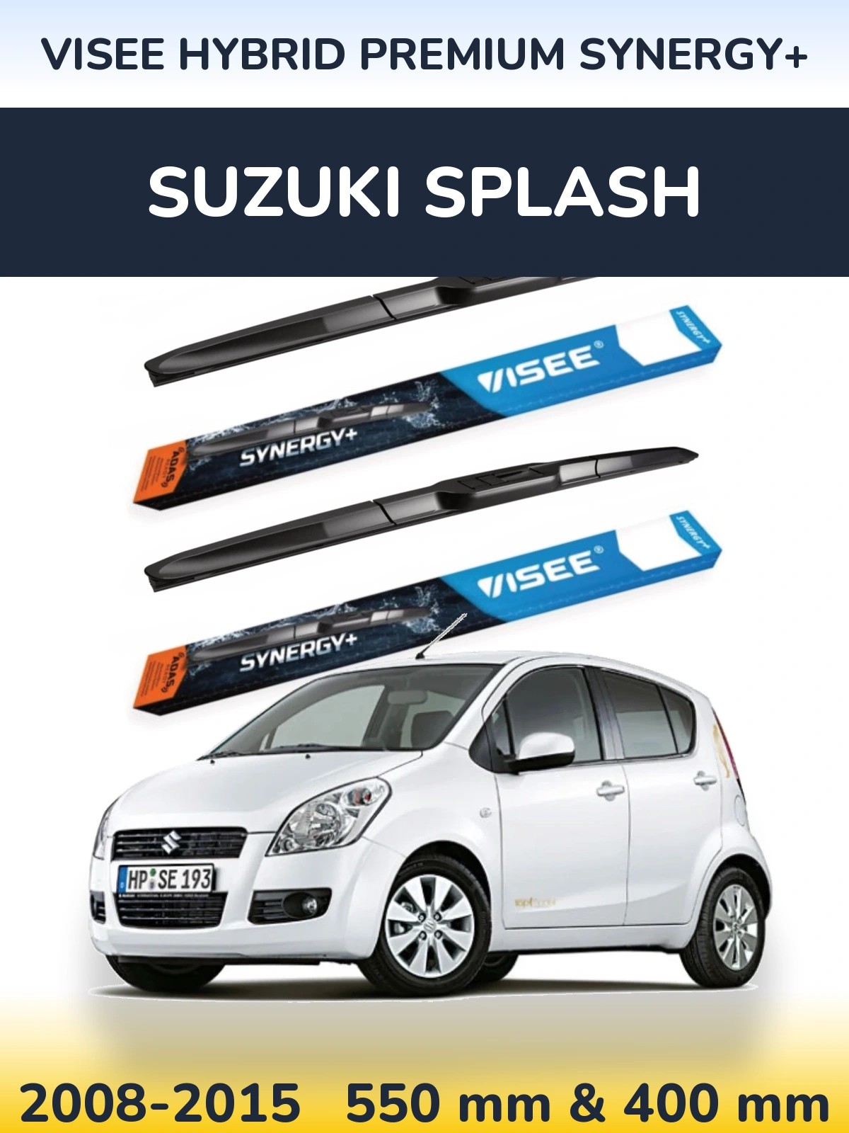 Front wiper blade set VISEE HYBRID PREMIUM SYNERGY+ 550 & 400 mm for Suzuki Splash 2008-2015