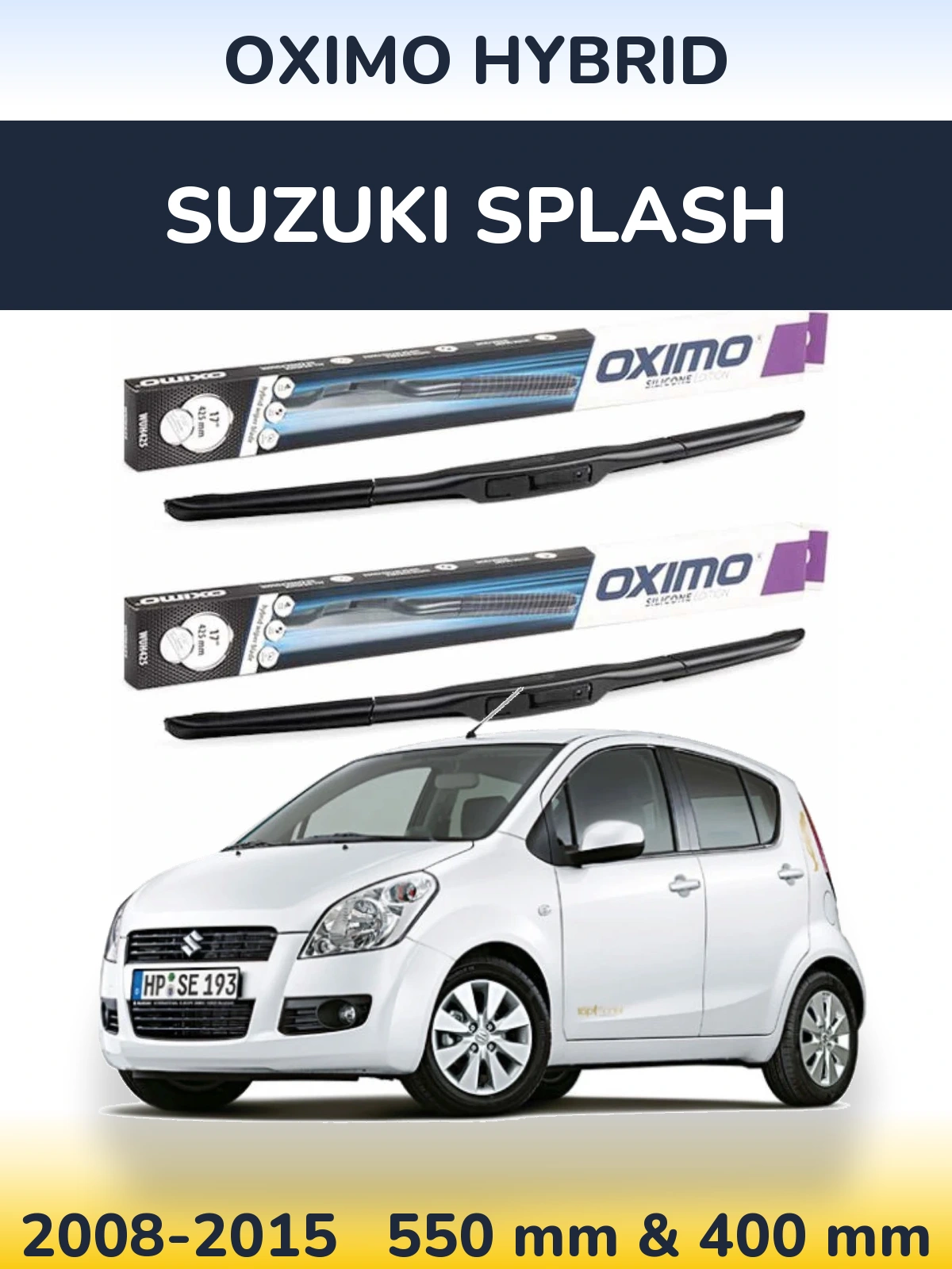 Комплект передних дворников Oximo Hybrid 550 & 400 мм для Suzuki Splash 2008-2015