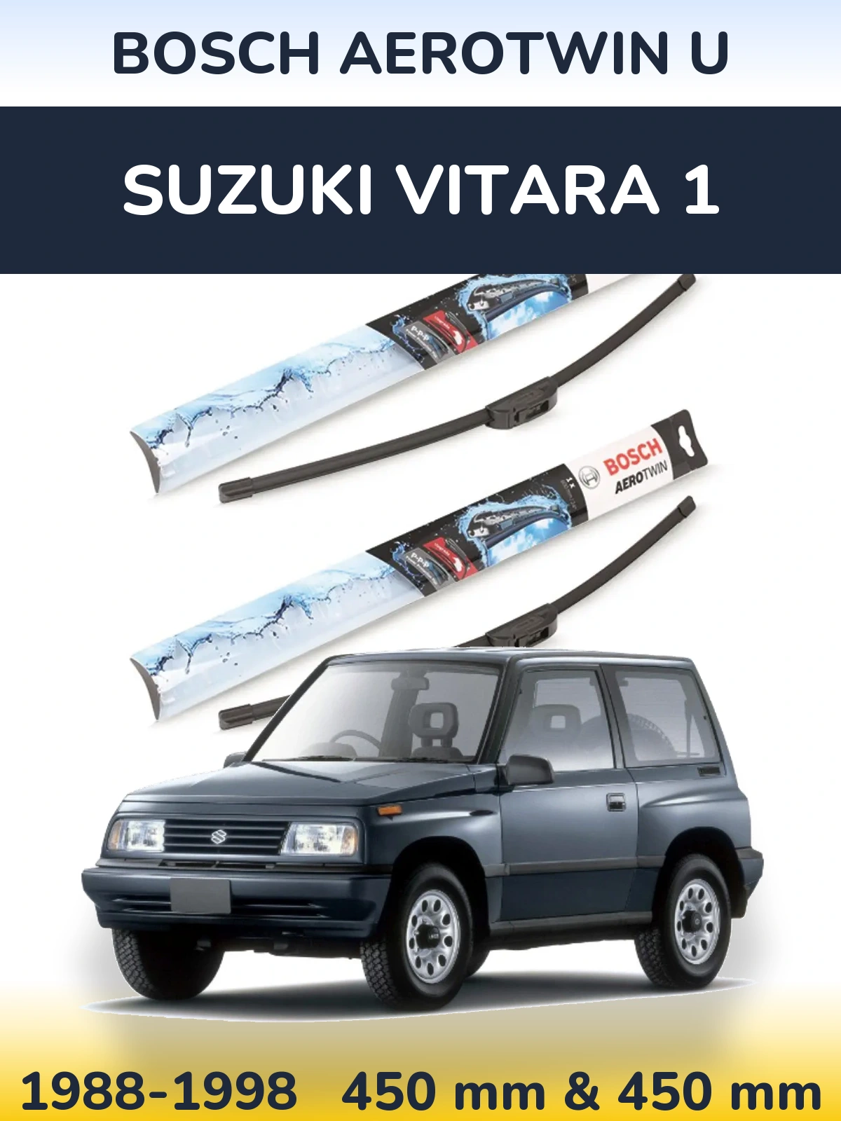 Комплект передніх щіток BOSCH AeroTwin U 450 & 450 мм для Suzuki Vitara 1 1988-1998