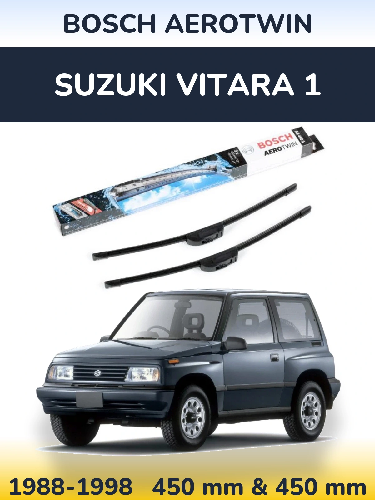 Комплект передних дворников BOSCH AeroTwin 450 & 450 мм для Suzuki Vitara 1 1988-1998
