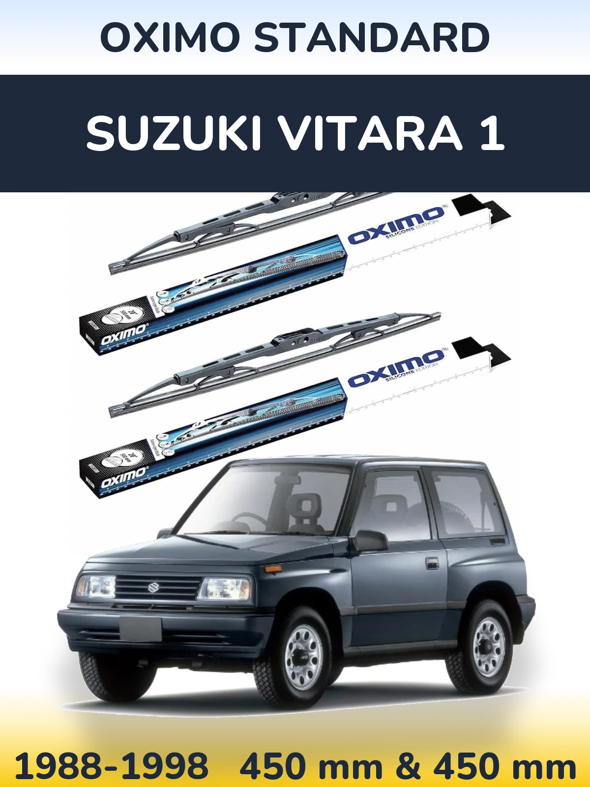 Front wiper blade set Oximo Standard 450 & 450 mm for Suzuki Vitara 1 1988-1998