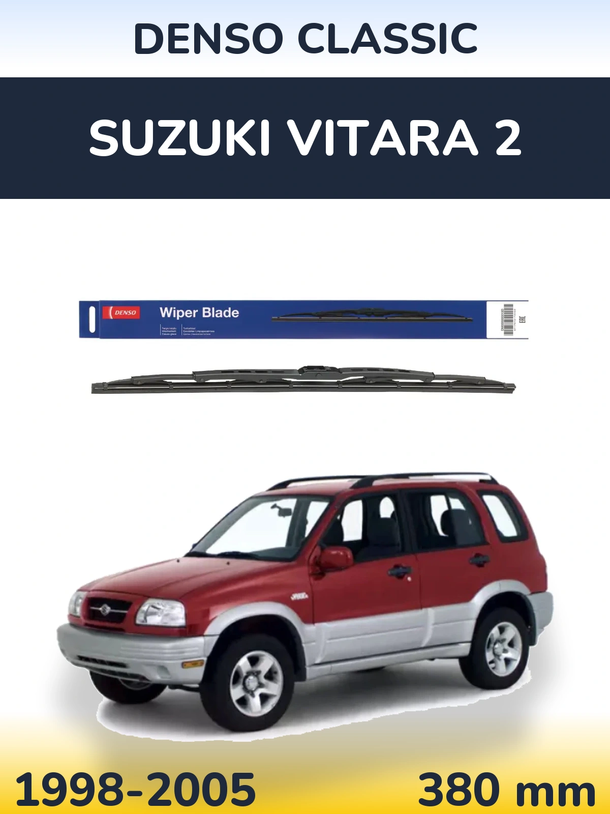 Rear wiper blade Denso Classic 380 mm for Suzuki Vitara 2 1998-2005