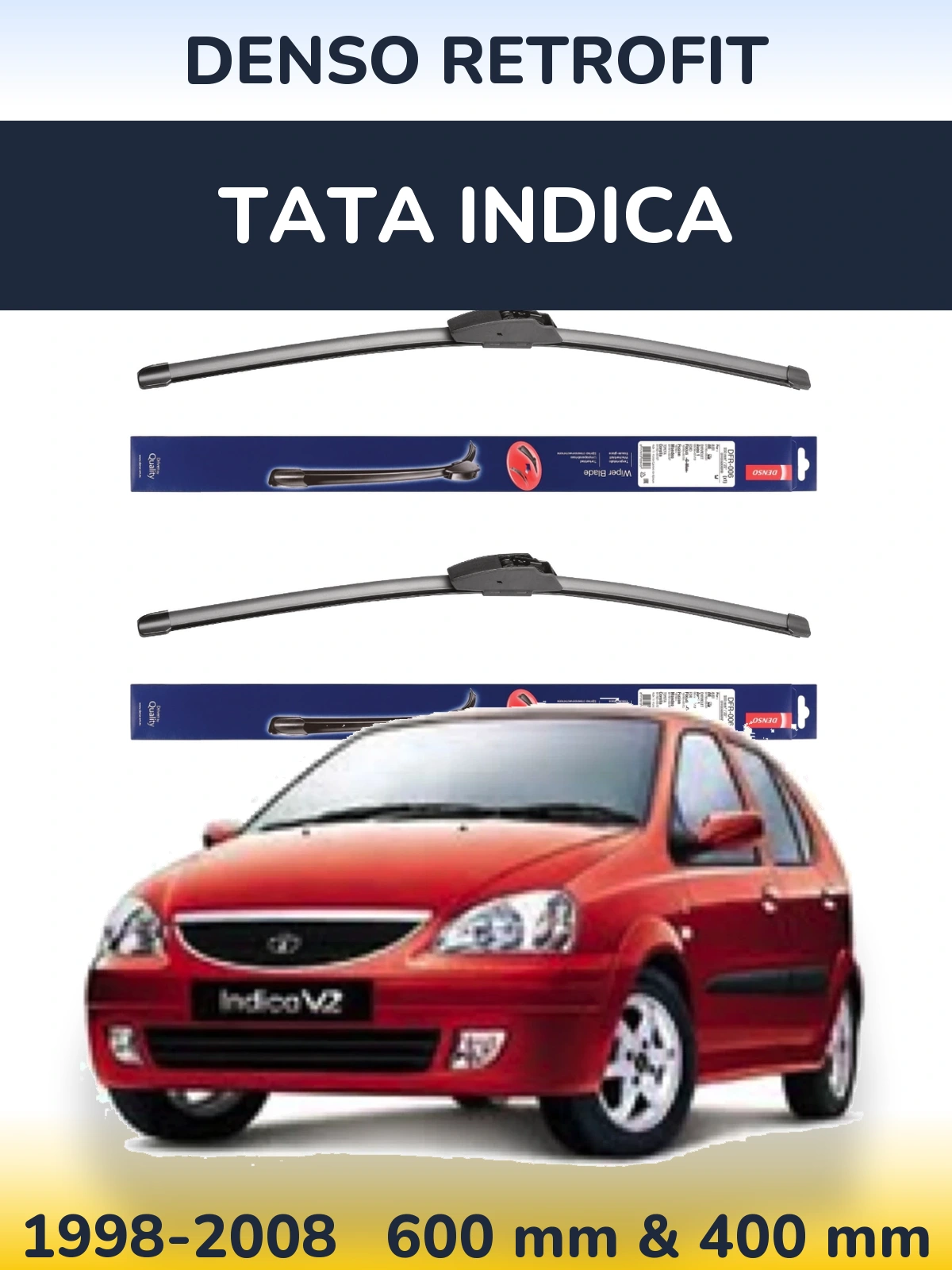 Комплект передніх щіток Denso Retrofit 600 & 400 мм для Tata Indica 1998-2008