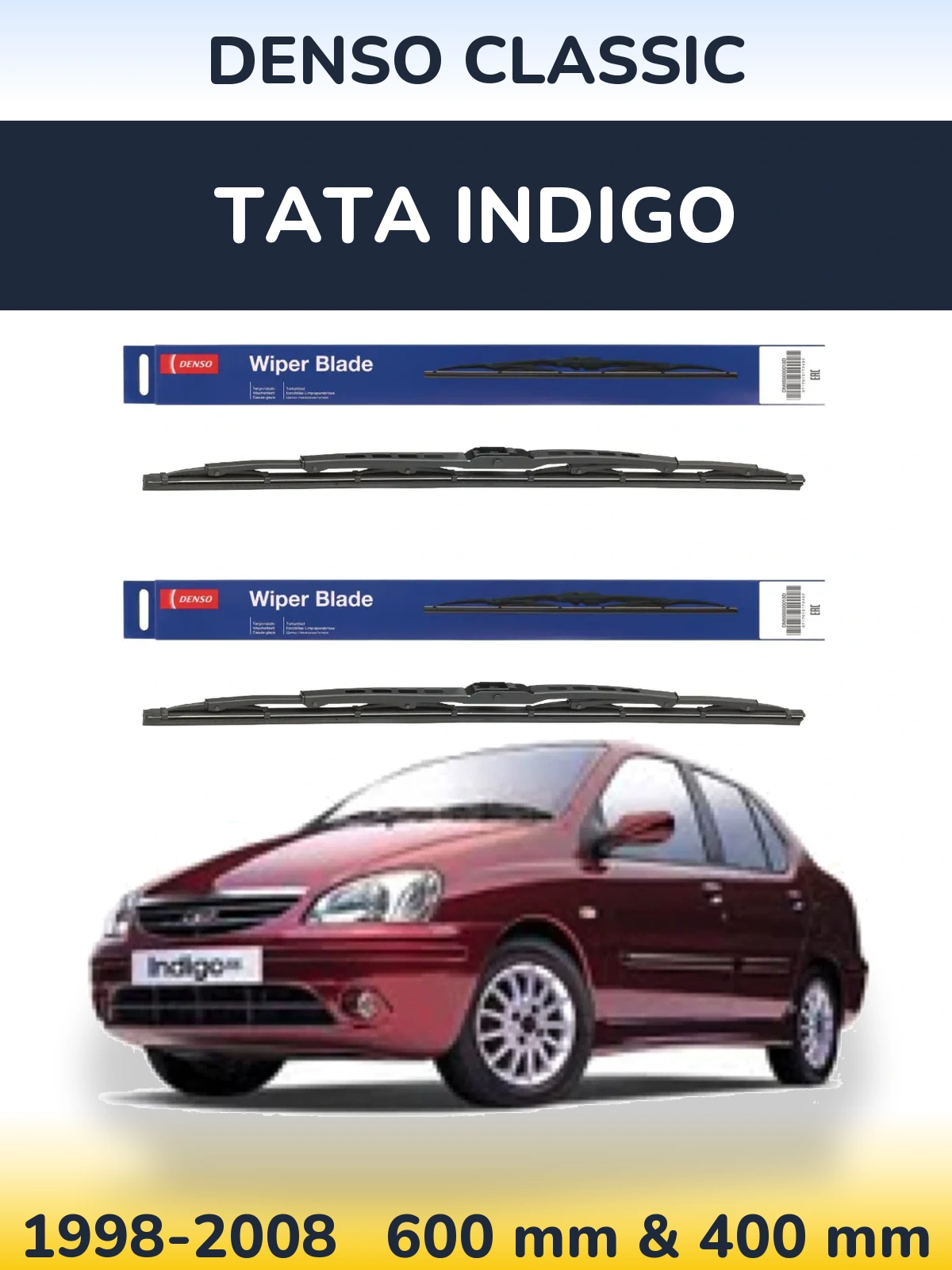 Комплект передних дворников Denso Classic 600 & 400 мм для Tata Indigo 1998-2008