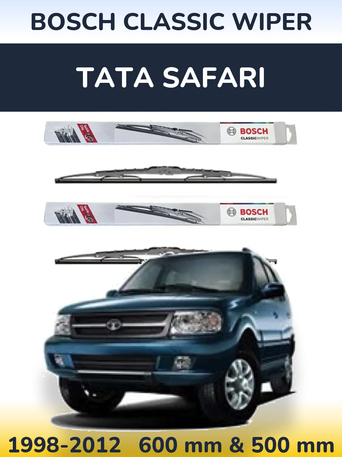 Комплект передних дворников BOSCH Classic Wiper 600 & 500 мм для Tata Safari 1998-2012