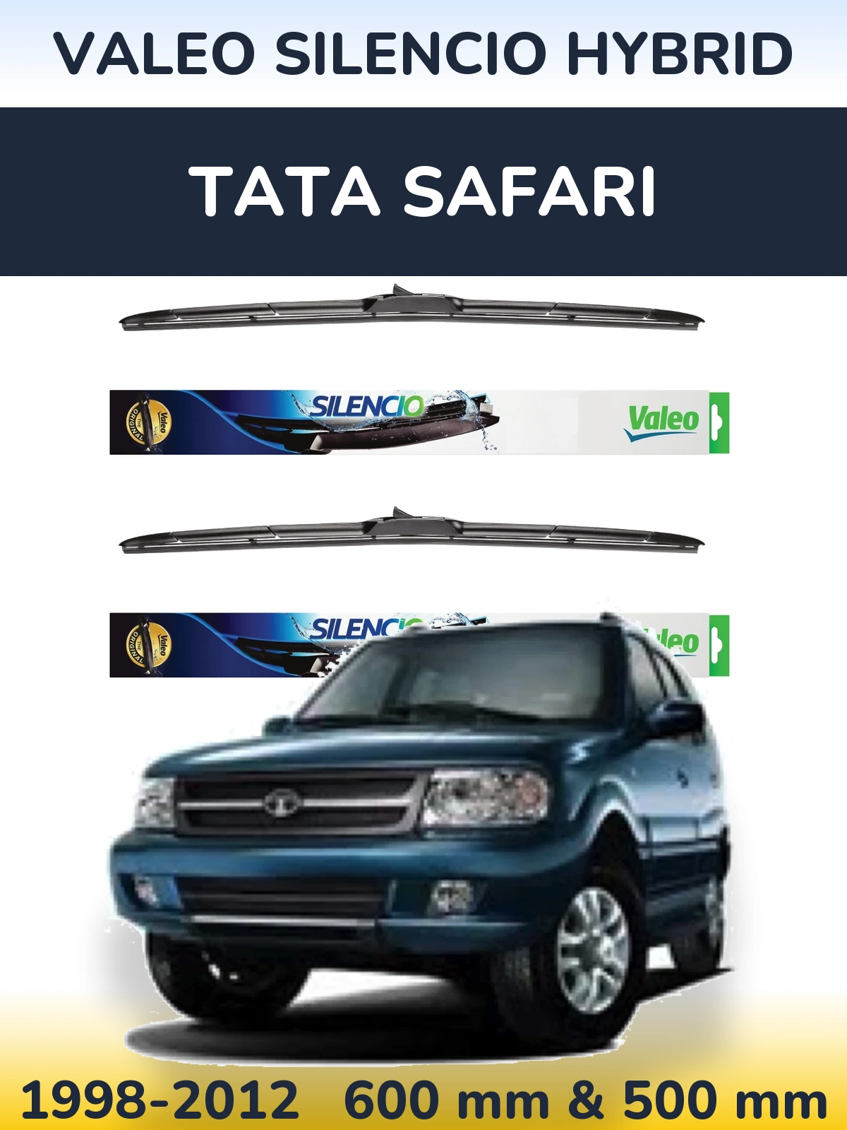 Комплект передних дворников Valeo Silencio Hybrid 600 & 500 мм для Tata Safari 1998-2012