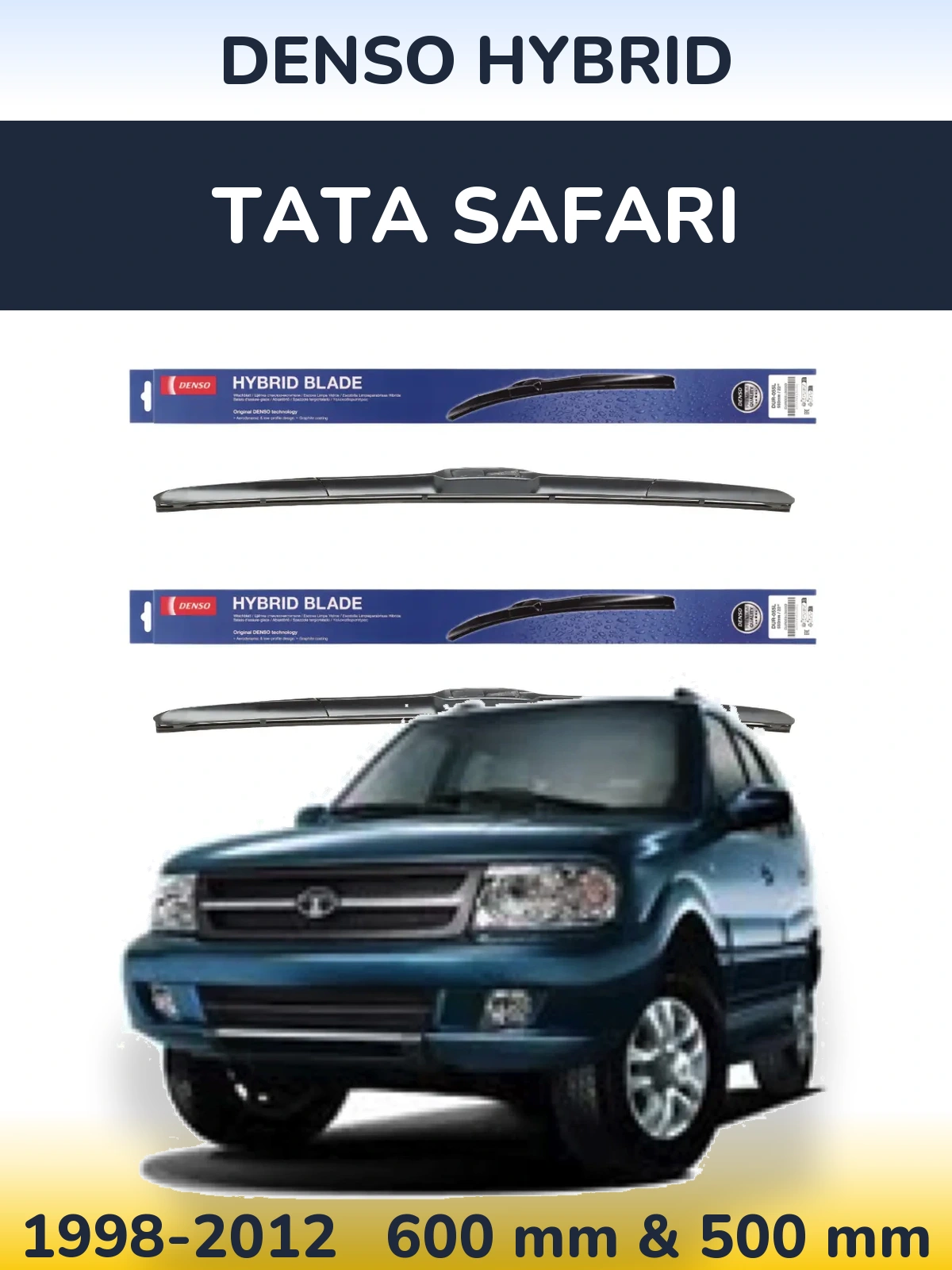 Комплект передніх щіток Denso Hybrid 600 & 500 мм для Tata Safari 1998-2012